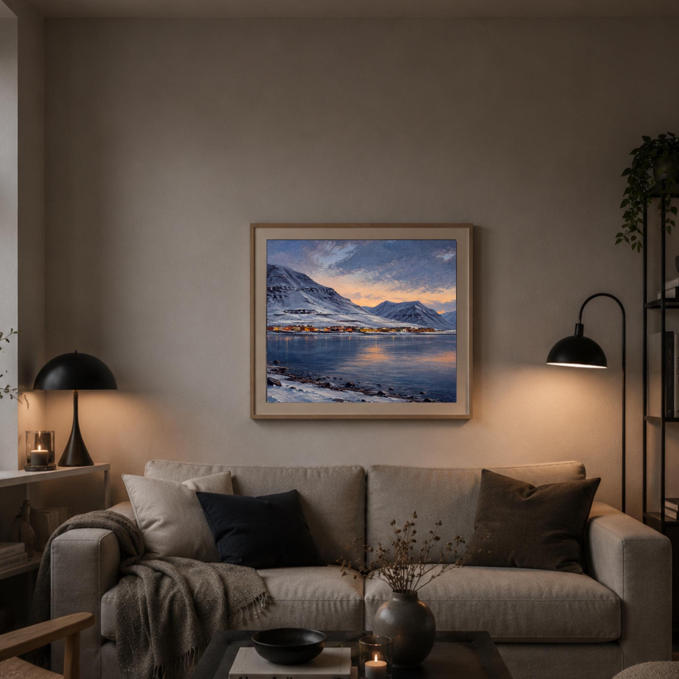 Svalbard-Inspired Village at Winter Twilight — image 5