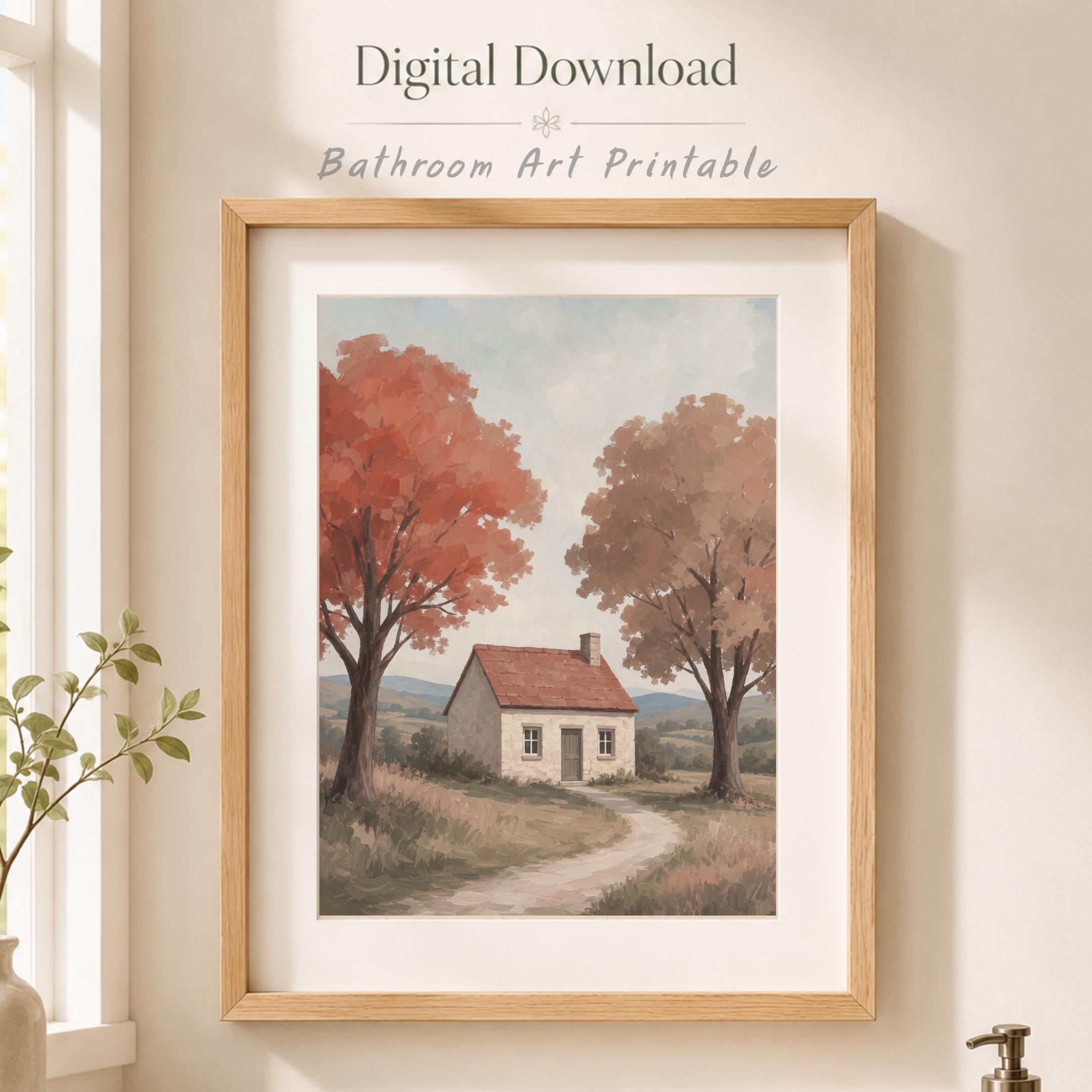 Fall Cottage Wall Art | Autumn House Landscape Print | Printable Digital Download Decor — image 2