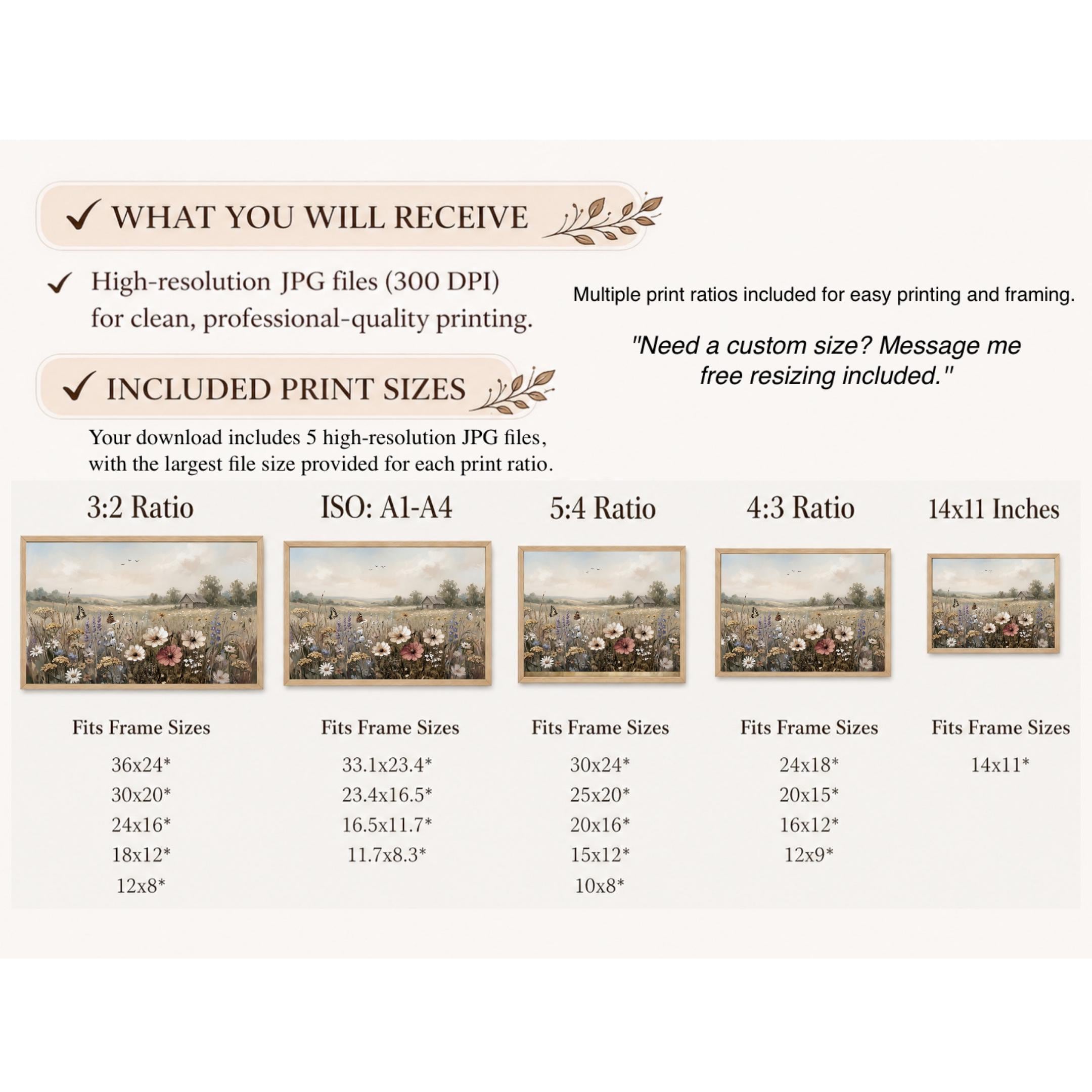 Cottage Wildflower Wall Art, Butterfly Meadow Landscape Print, Rustic Summer Farmhouse Decor (Digital Download) — image 10
