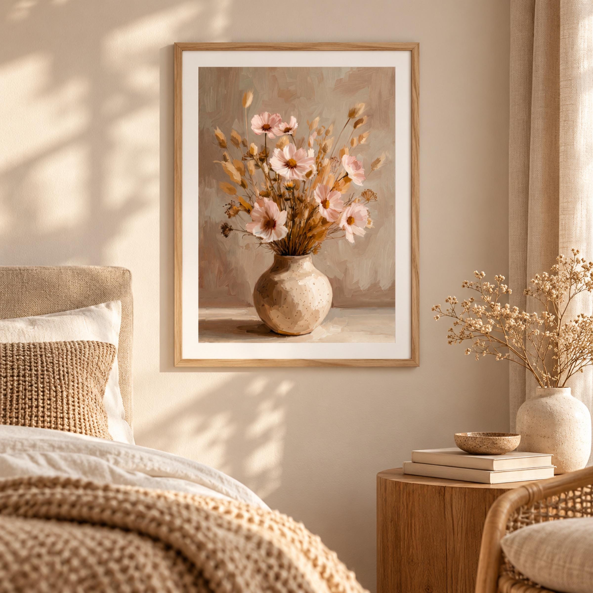 Blush Wildflower Vase Printable Wall Art, Neutral Boho Floral Rustic Home Decor Digital Download — image 5