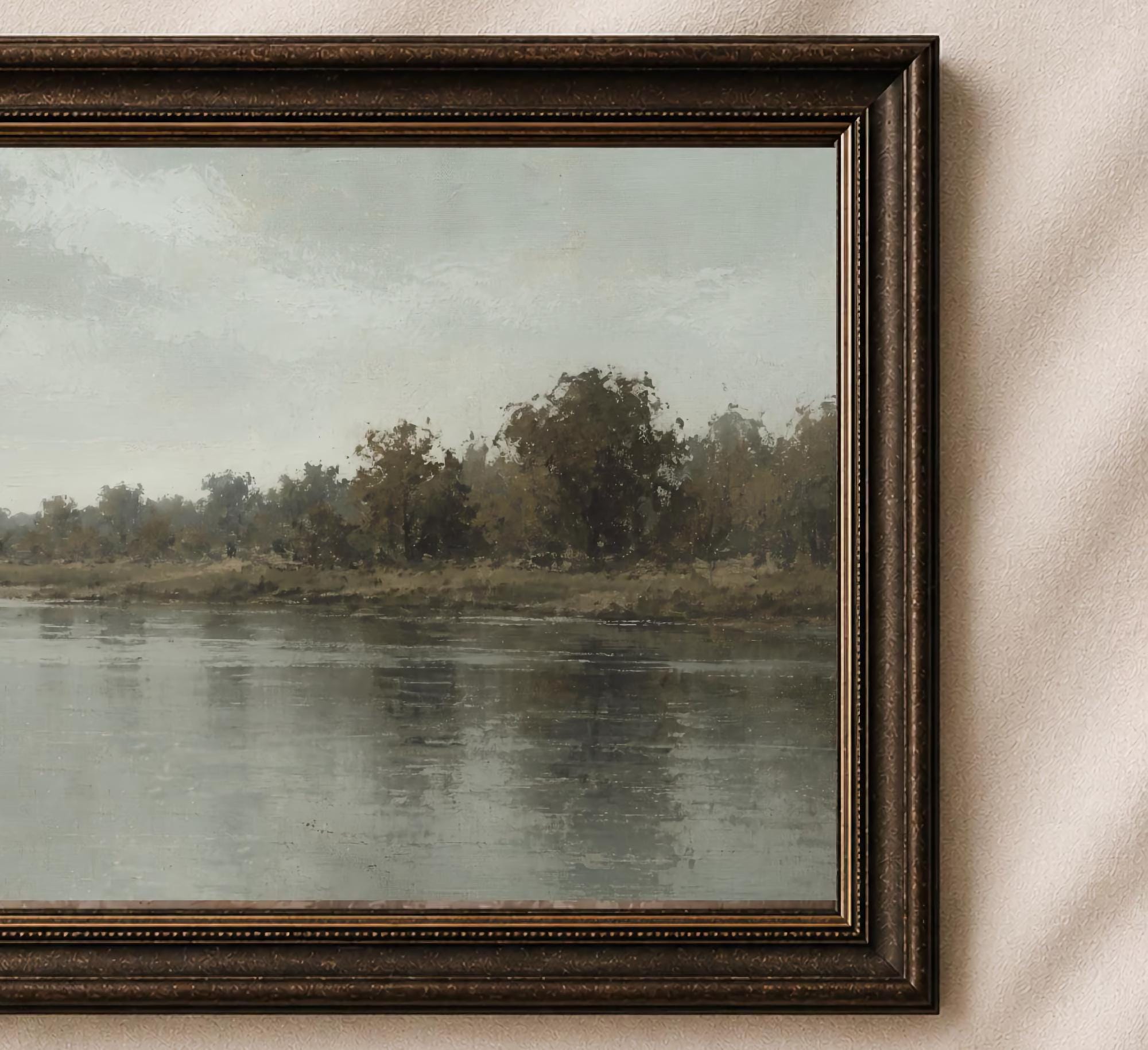 Country River Printable Wall Art, Moody Green Landscape, Rustic Home Decor Digital Download — image 2