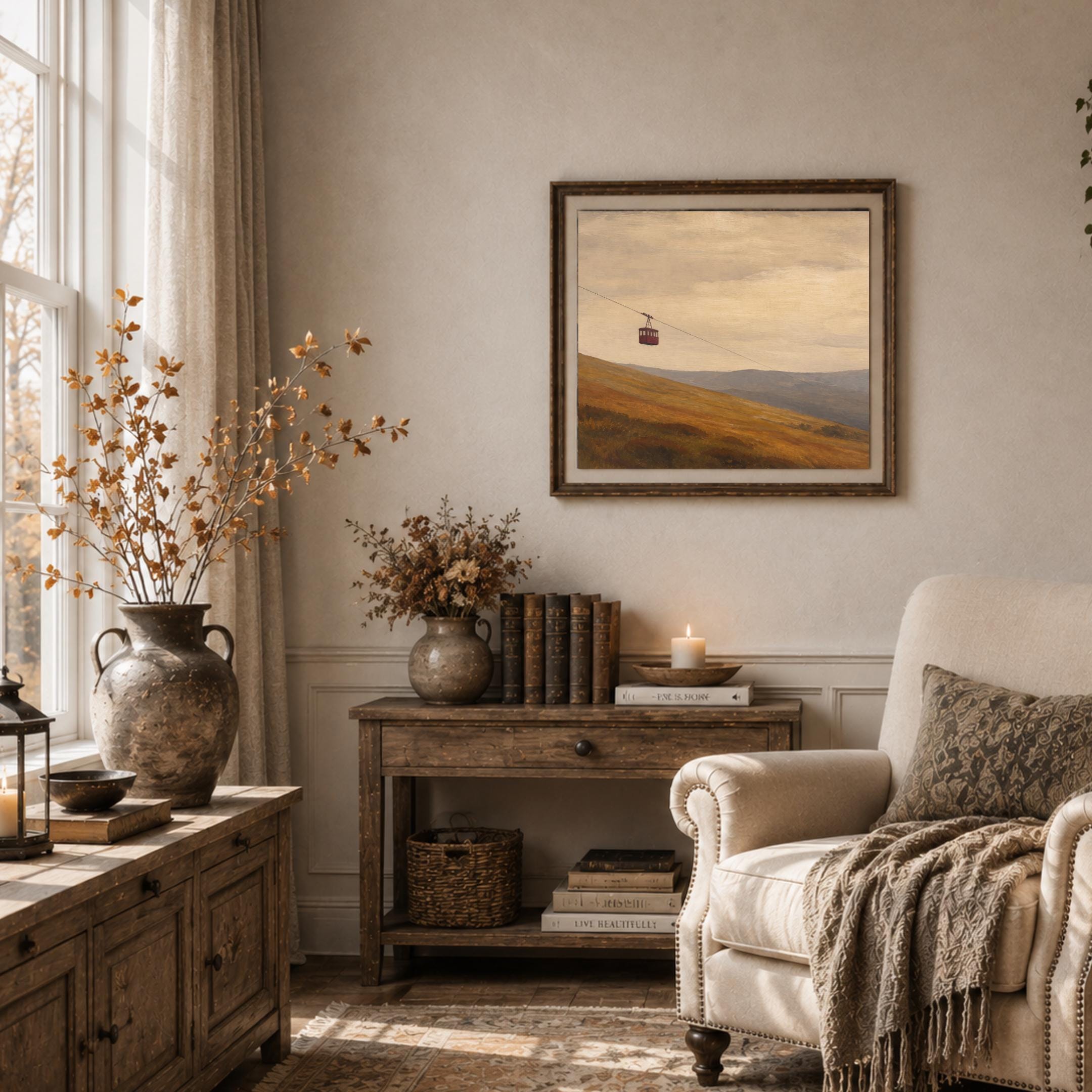 Vintage Mountain Landscape Wall Art | Neutral Countryside Print | Rustic Printable Digital Download — image 5