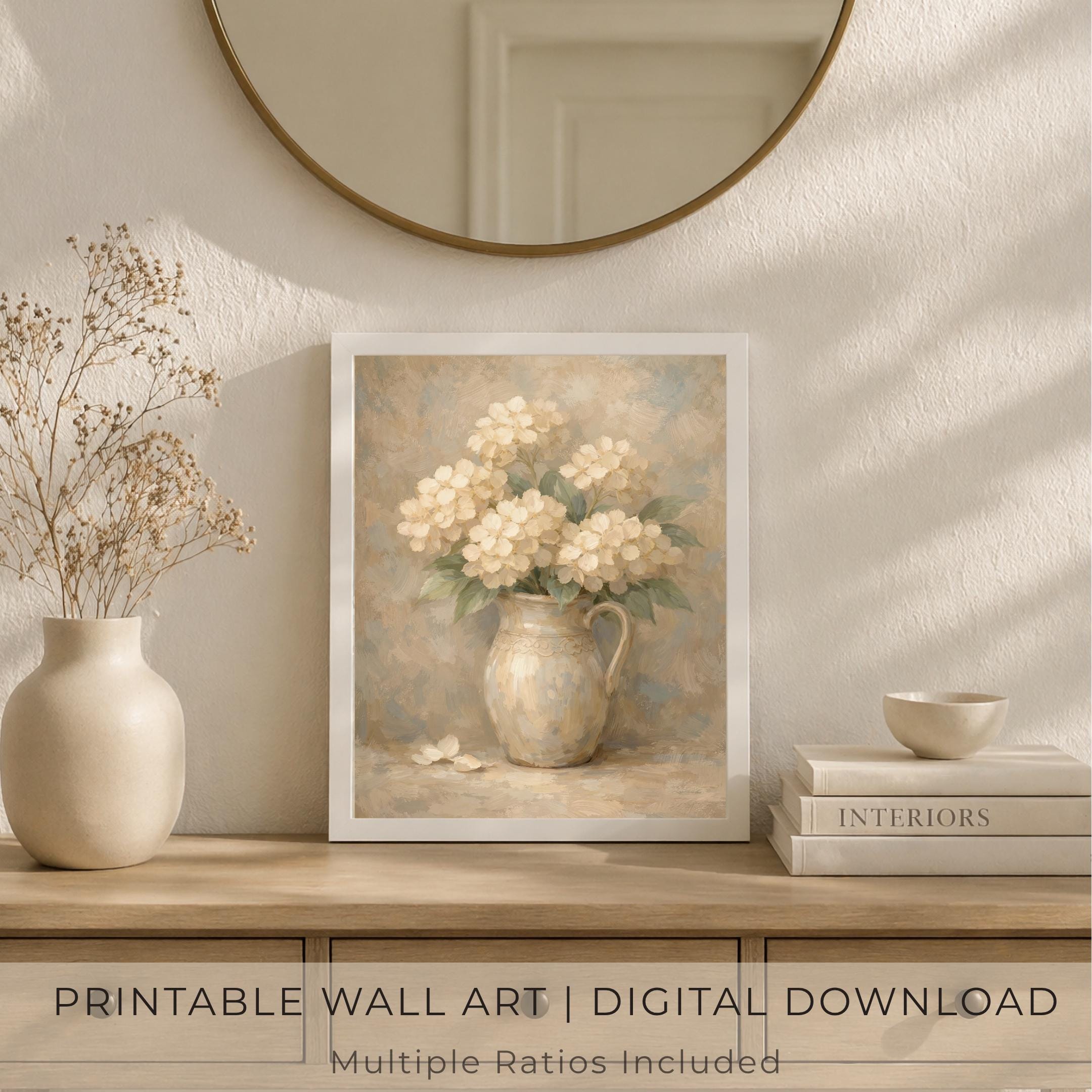 Vintage Hydrangea Wall Art Printable |  Flower in Jug | Farmhouse Floral Decor (Digital Download) — image 8