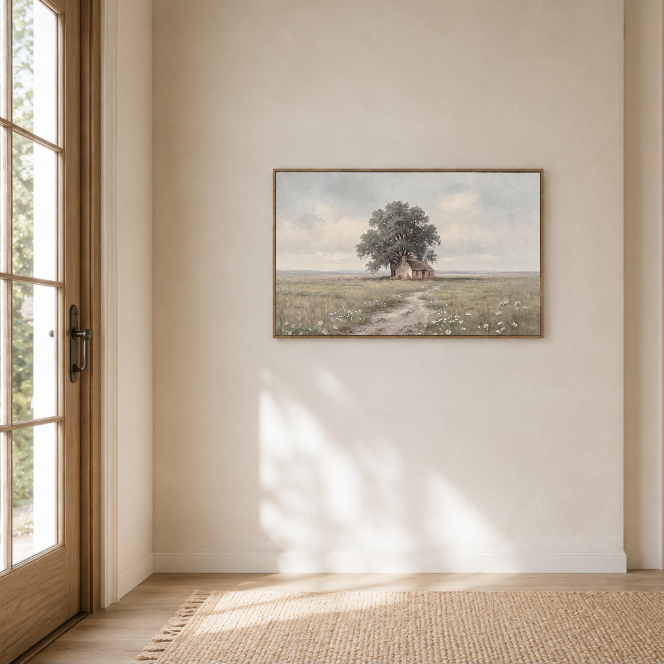 Vintage Cottage Landscape Print, Meadow Daisy Countryside Wall Art (Digital Download) — image 6