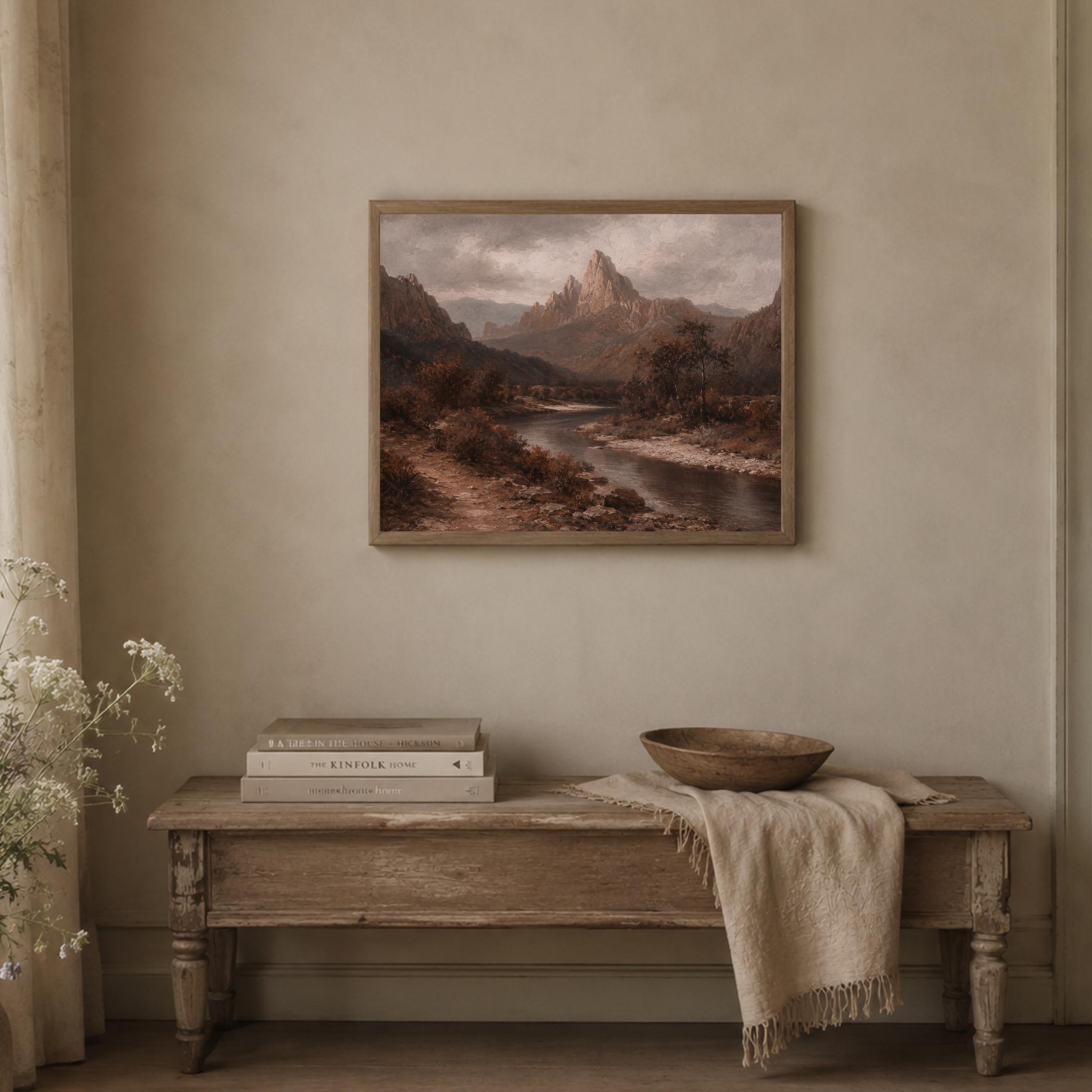Mountain River Wall Art | Moody Fall Landscape Print | Vintage Nature Printable Digital Download — image 4