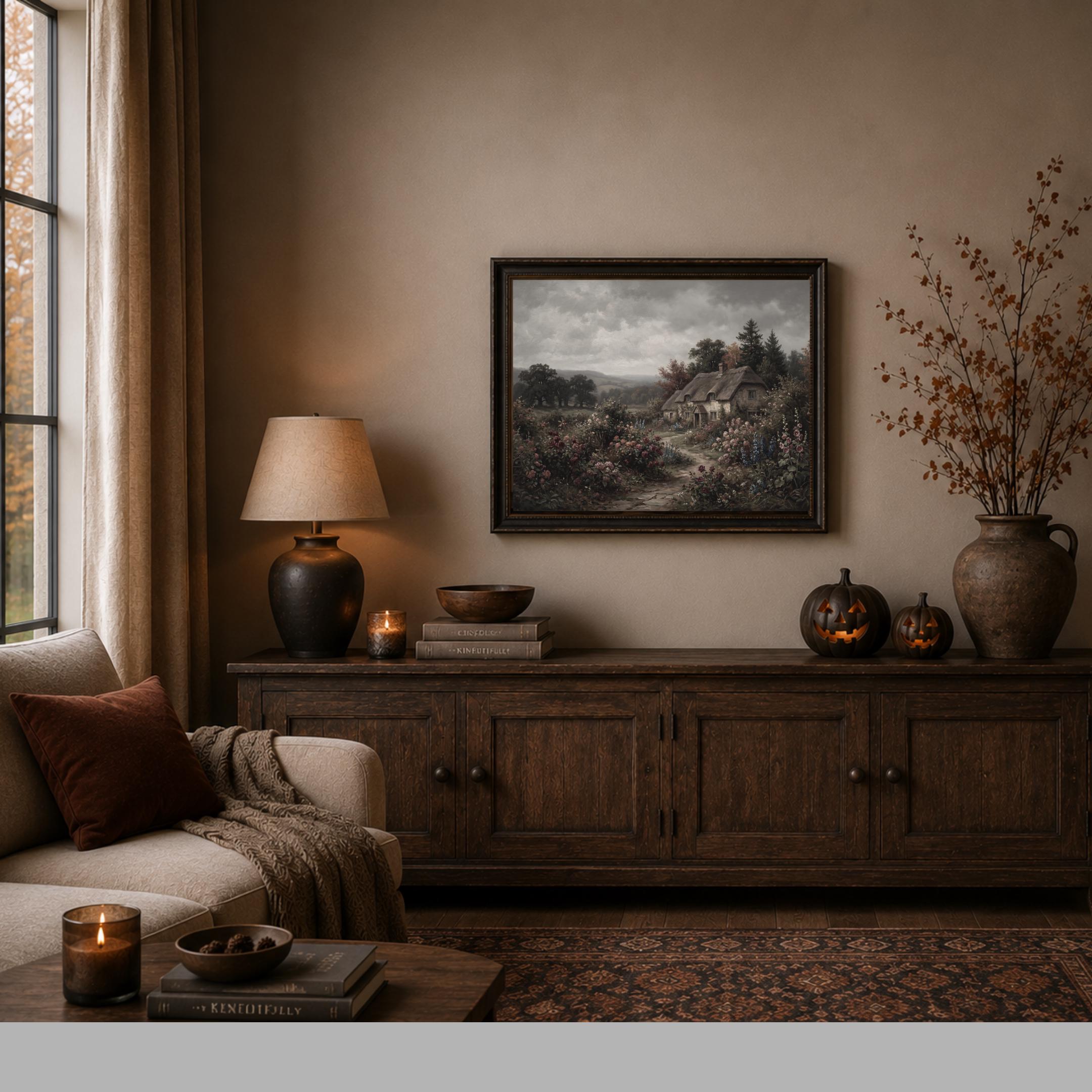 English Cottage Garden Wall Art, Dark Moody Landscape Print (Digital Download) — image 6