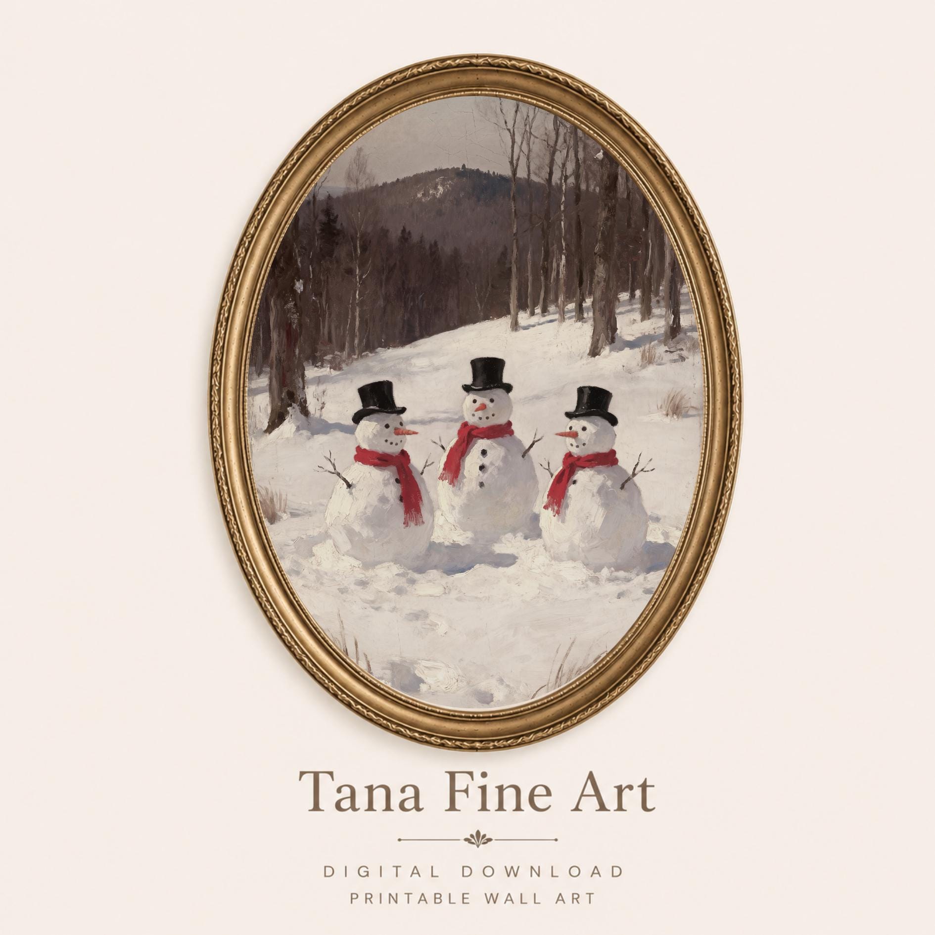 Winter Christmas Snowman Wall Art Printable | Rustic Cabin Decor (Digital Download) — image 5