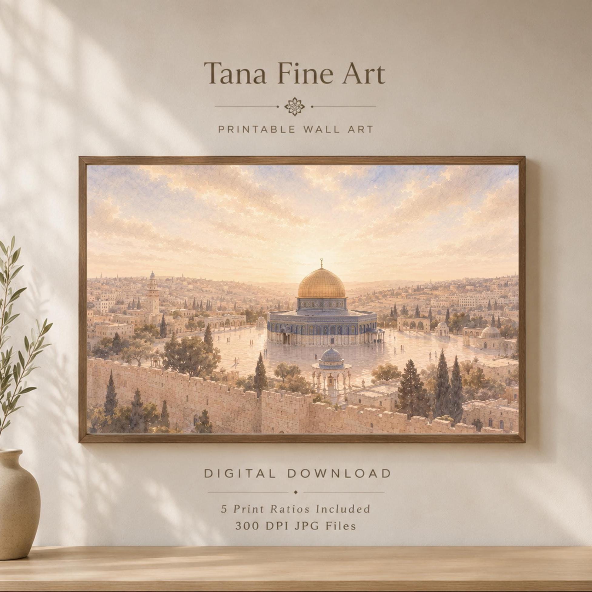 Dome of the Rock Wall Art | Islamic Jerusalem Mosque Inspired Print | Printable Digital Download — image 2