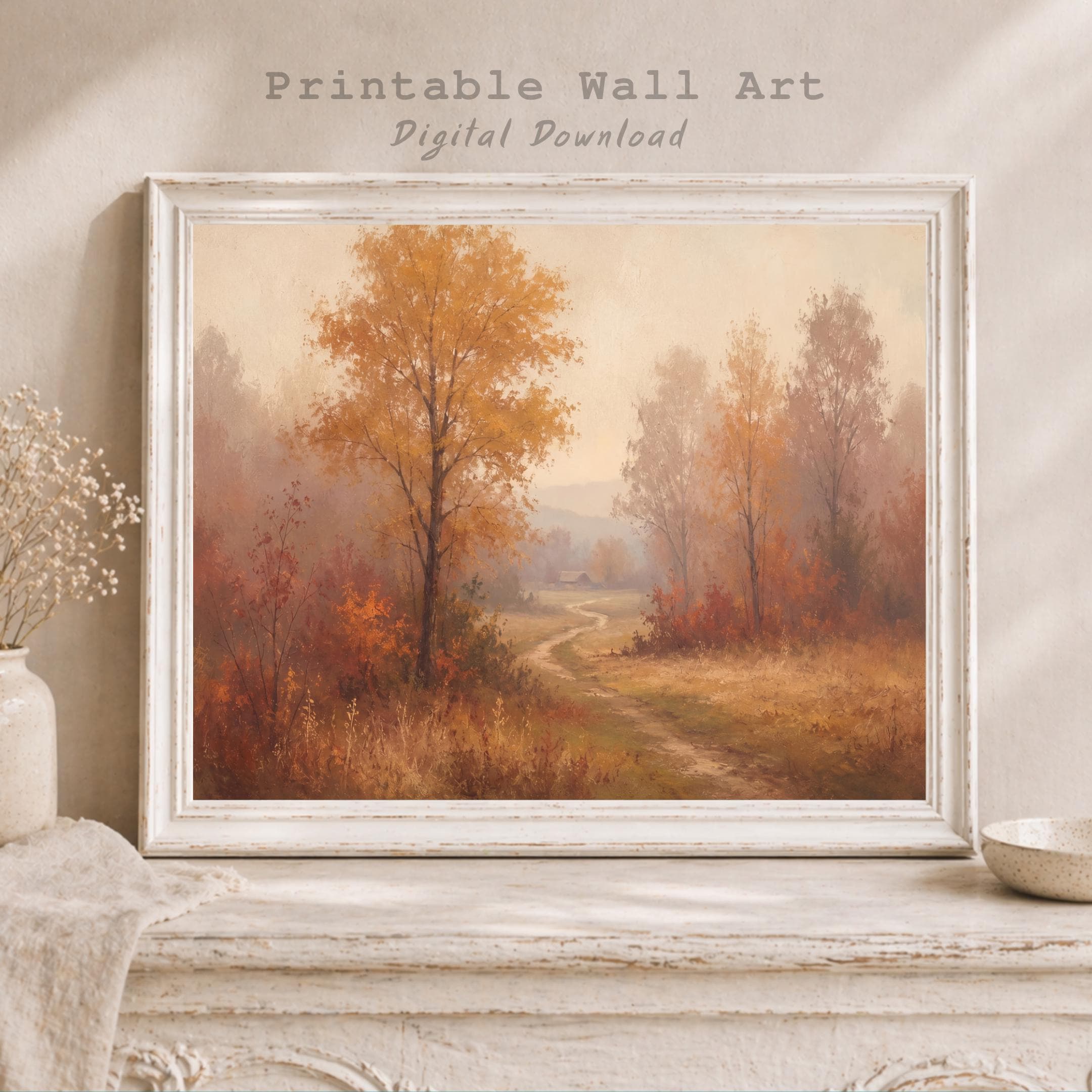 Fall Landscape Wall Art, Autumn Forest Path Print, Warm Rustic Fall Decor (Digital Download) — image 7