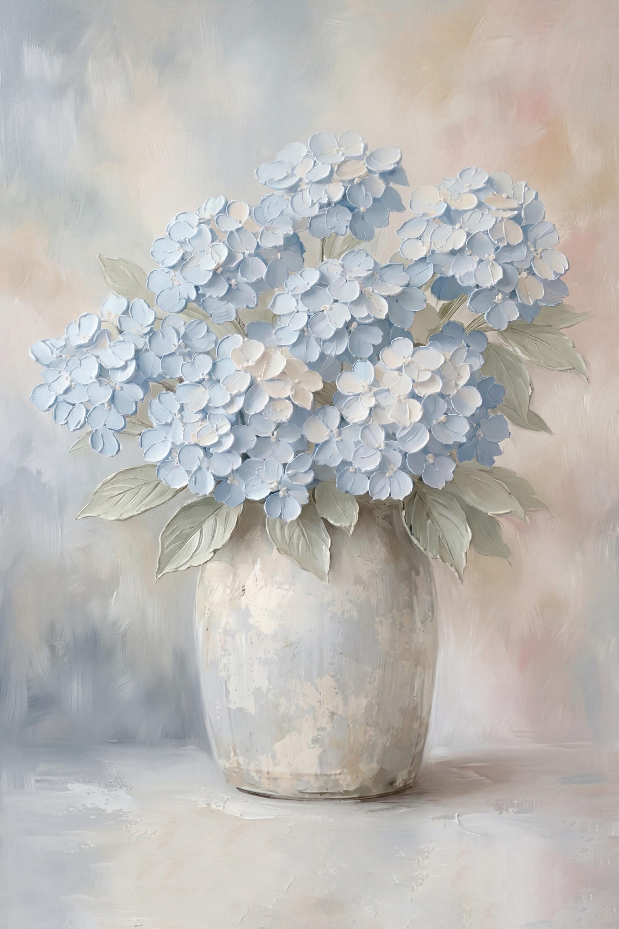 Blue Hydrangea Wall Art Printable | Neutral Floral Print | Floral Vase Decor (Digital Download) — image 2