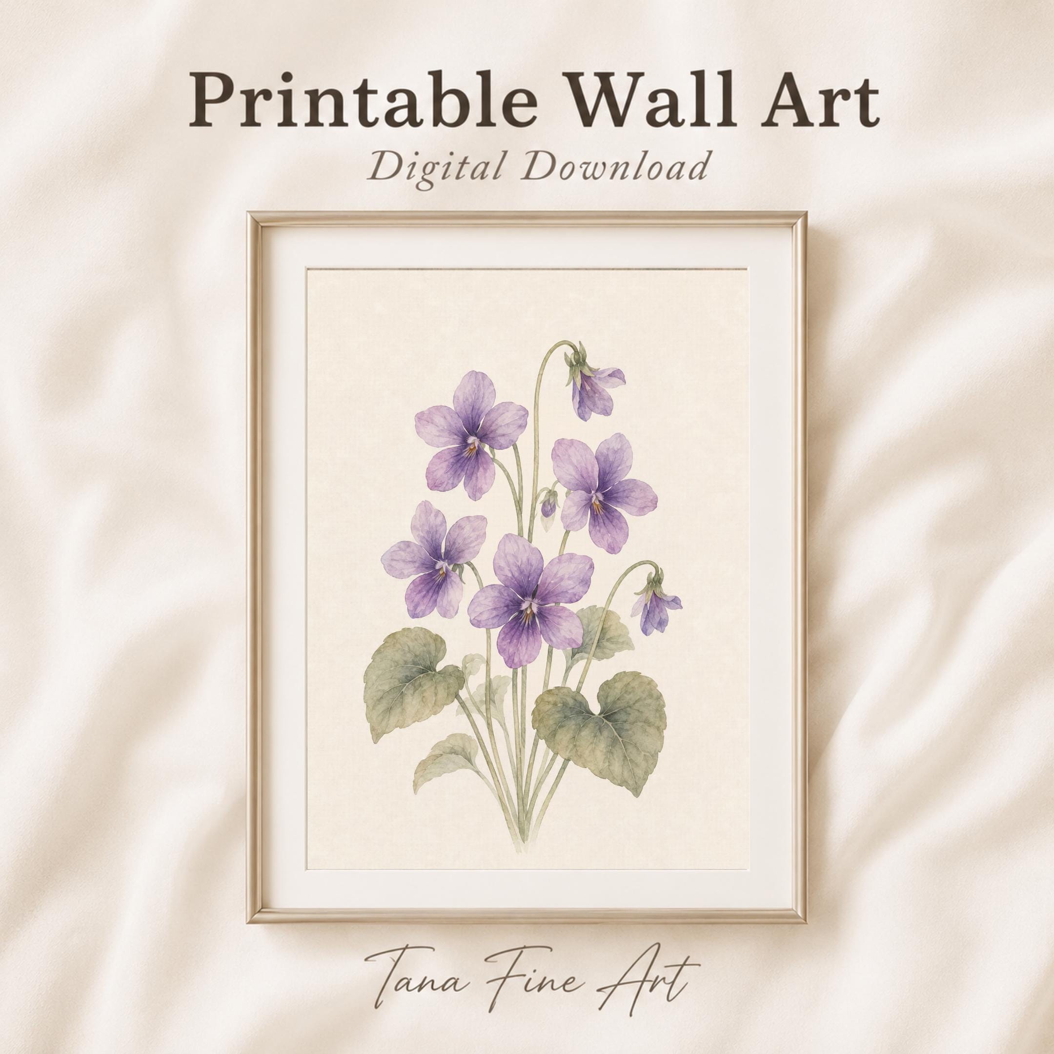 February Birth Flower Print | Violet Printable Wall Art | Purple Botanical Gift Decor Digital Download — image 9