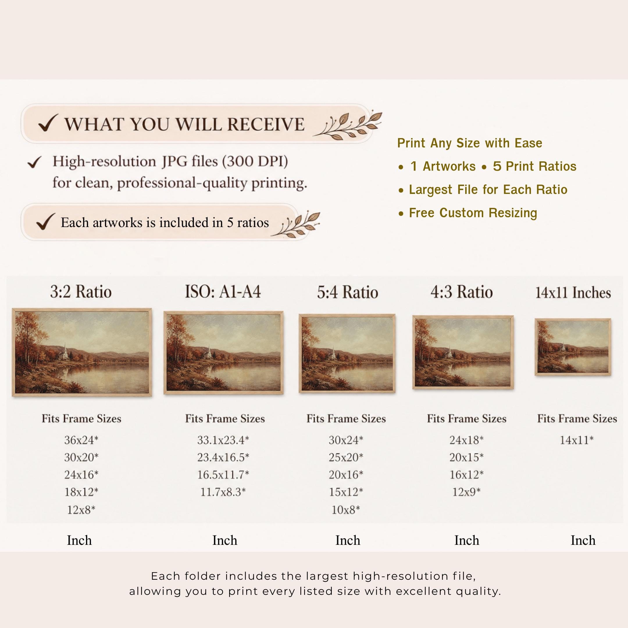 Vintage Vermont Autumn Lake Printable Wall Art, Rustic Fall Home Decor, Digital Download — image 10