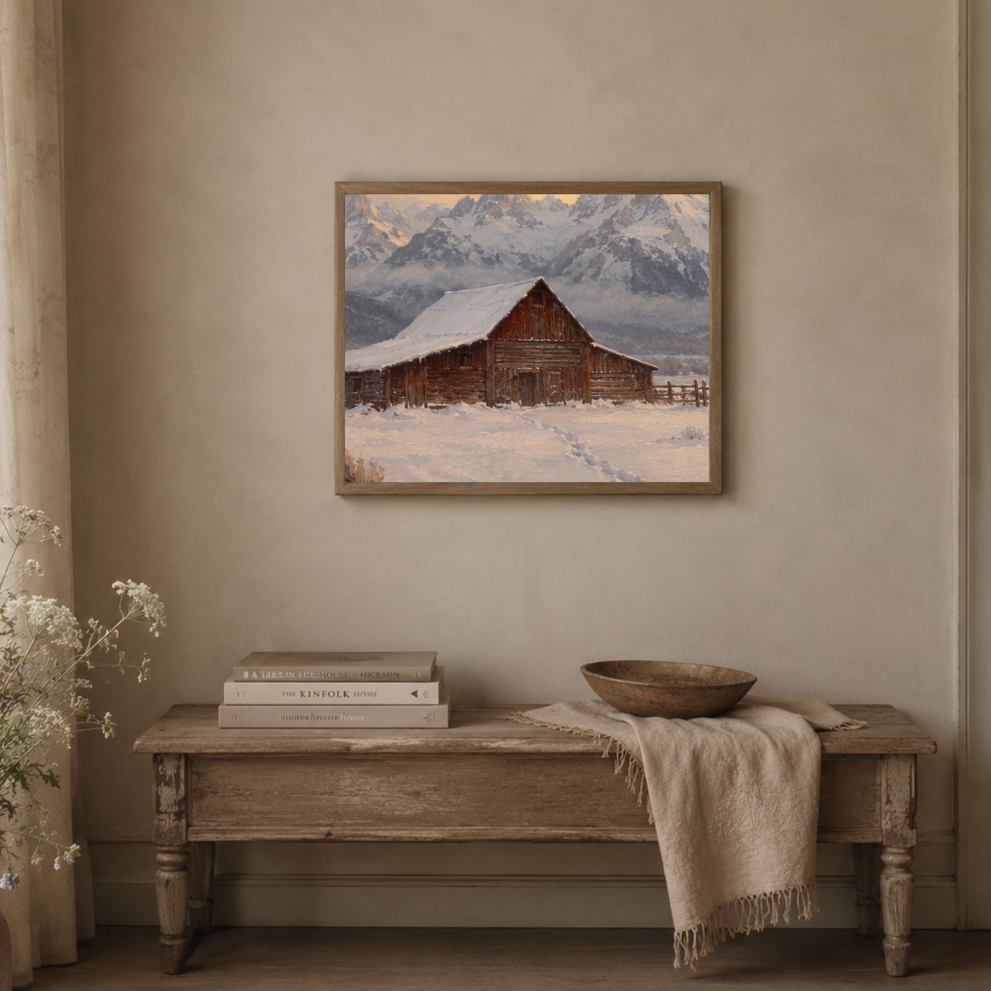 Wooden Barn beneath Snowy Peaks — image 5