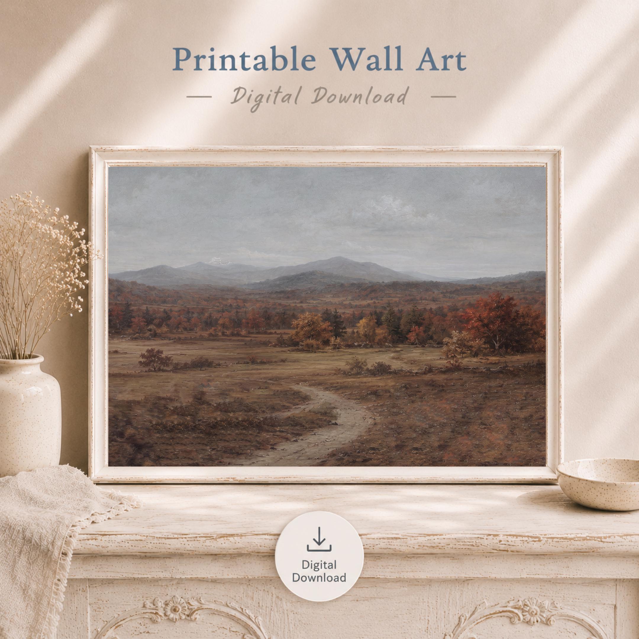 Moody Fall Landscape Wall Art Print, Vintage Autumn Countryside, Rustic Fall Decor (Digital Download) — image 10