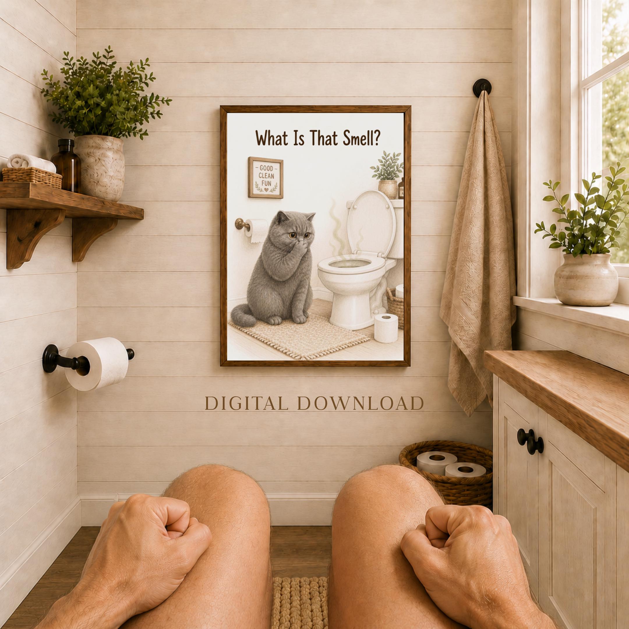 Gray Cat Bathroom Mischief — Set of 4 — image 2