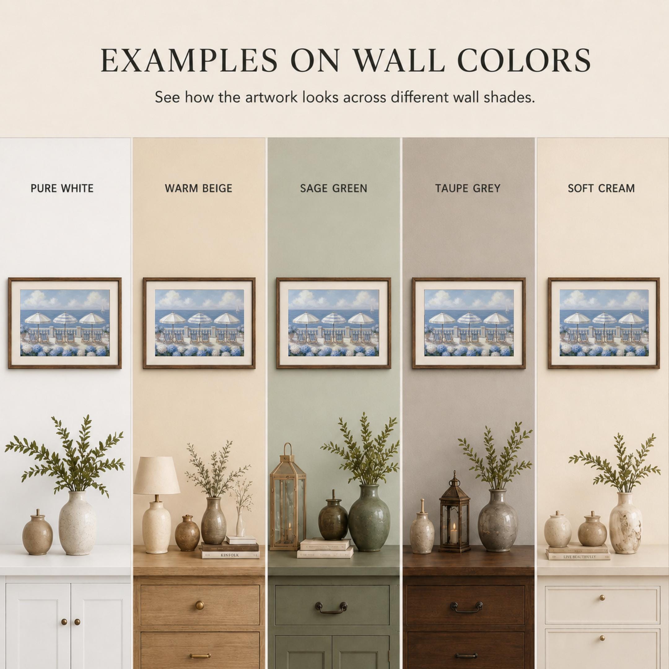 Summer Beach House Print, Coastal Hydrangea Wall Art, Blue White Seaside Decor (Digital Download) — image 3