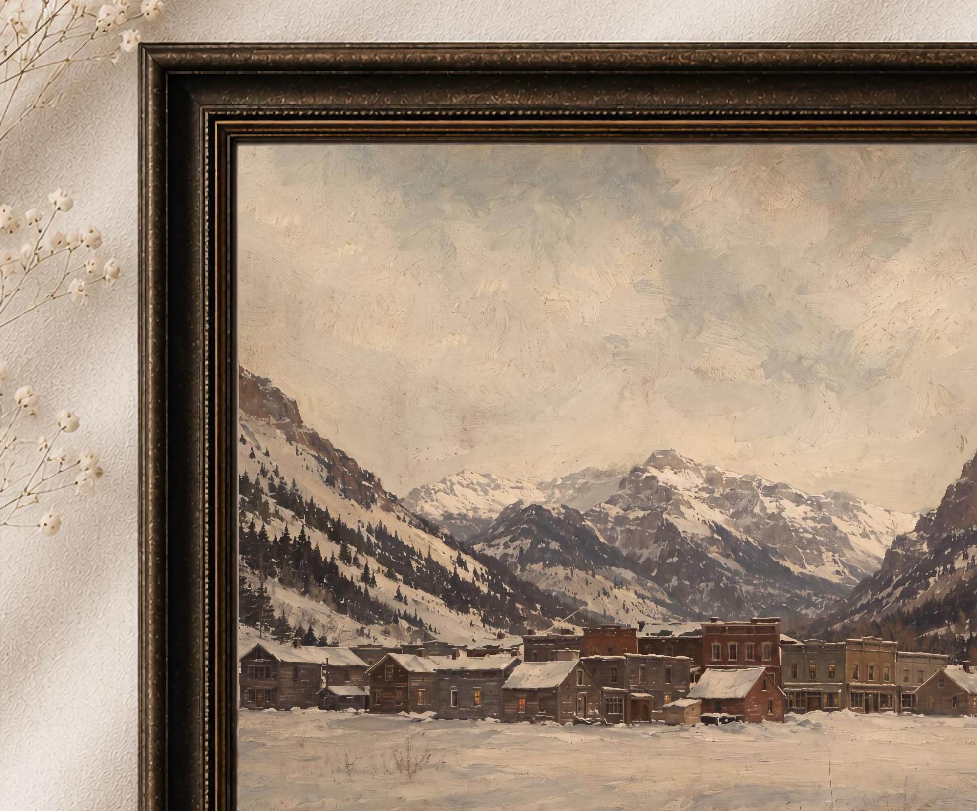 Snowy Mountain Town & White Church — image 2
