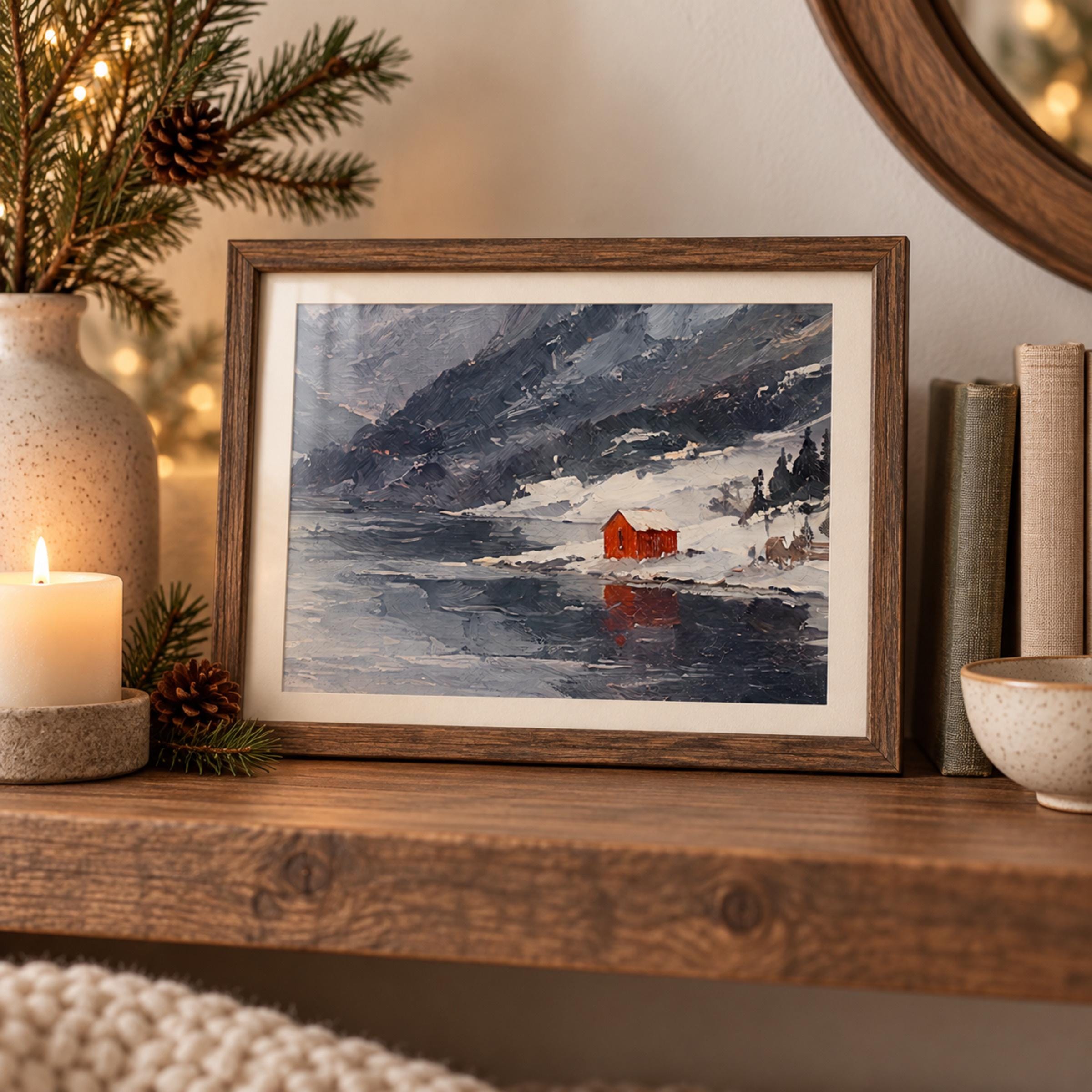 Red Cabin beside the Winter Lake — image 3
