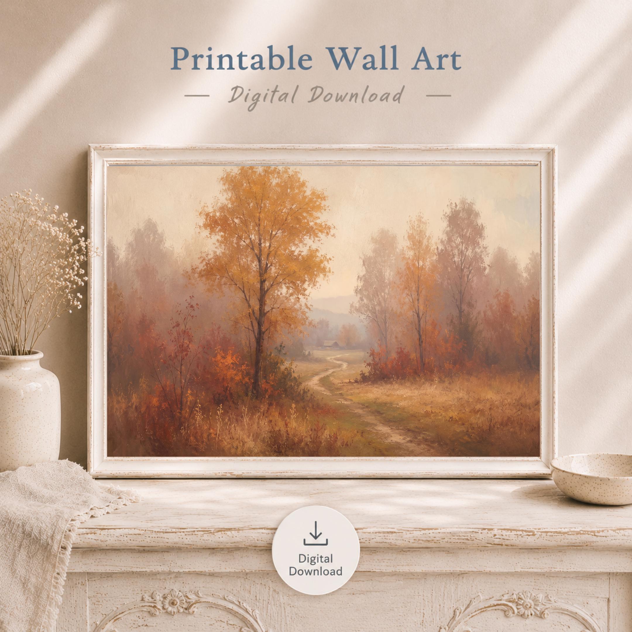 Fall Landscape Wall Art, Autumn Forest Path Print, Warm Rustic Fall Decor (Digital Download) — image 8