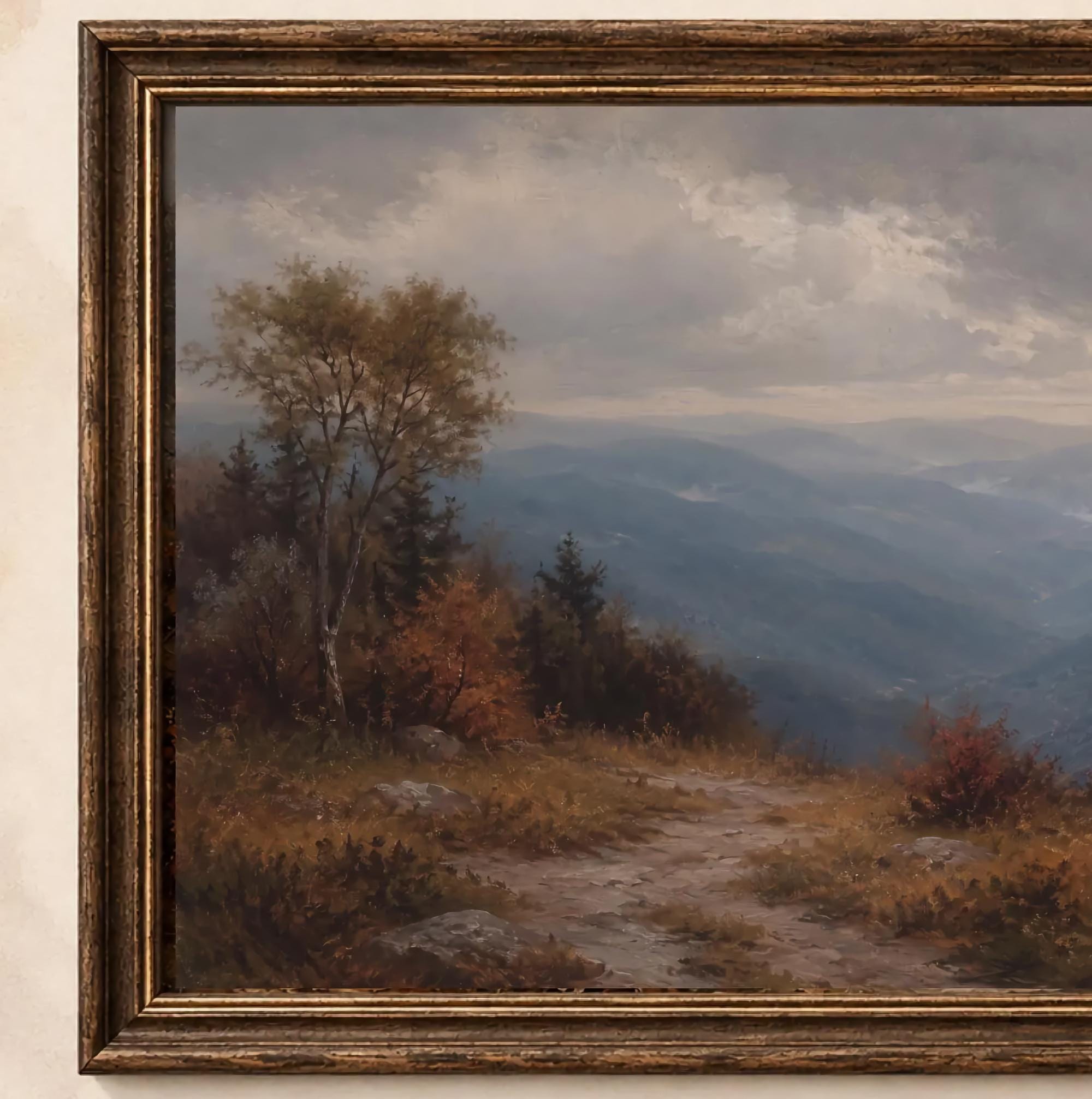 Fall Mountain Wall Art | Blue Ridge Inspired Landscape Print | Moody Vintage Nature Digital Download — image 2