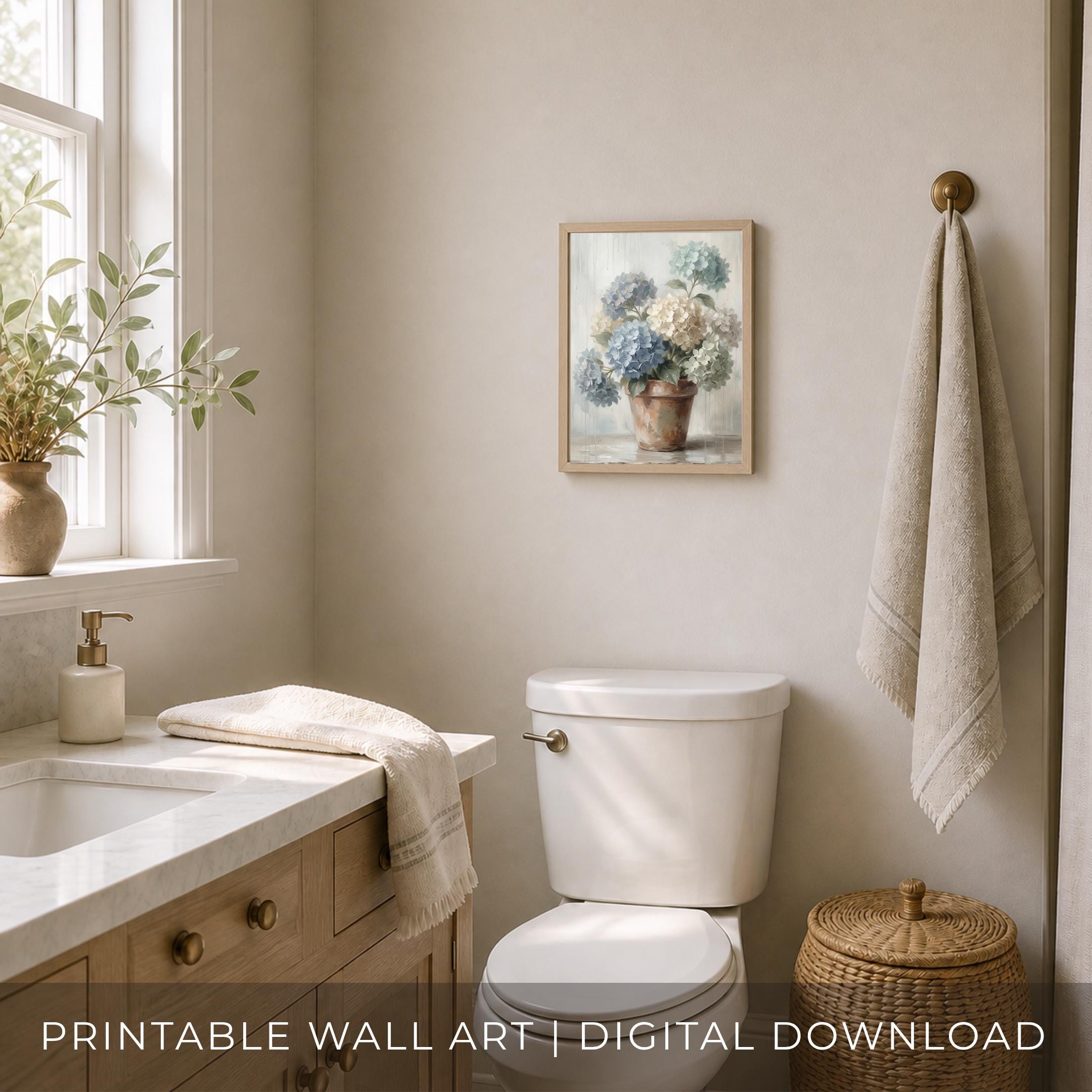 Blue Hydrangea Wall Art Printable | French Country Floral Painting Decor (Digital Download) — image 7