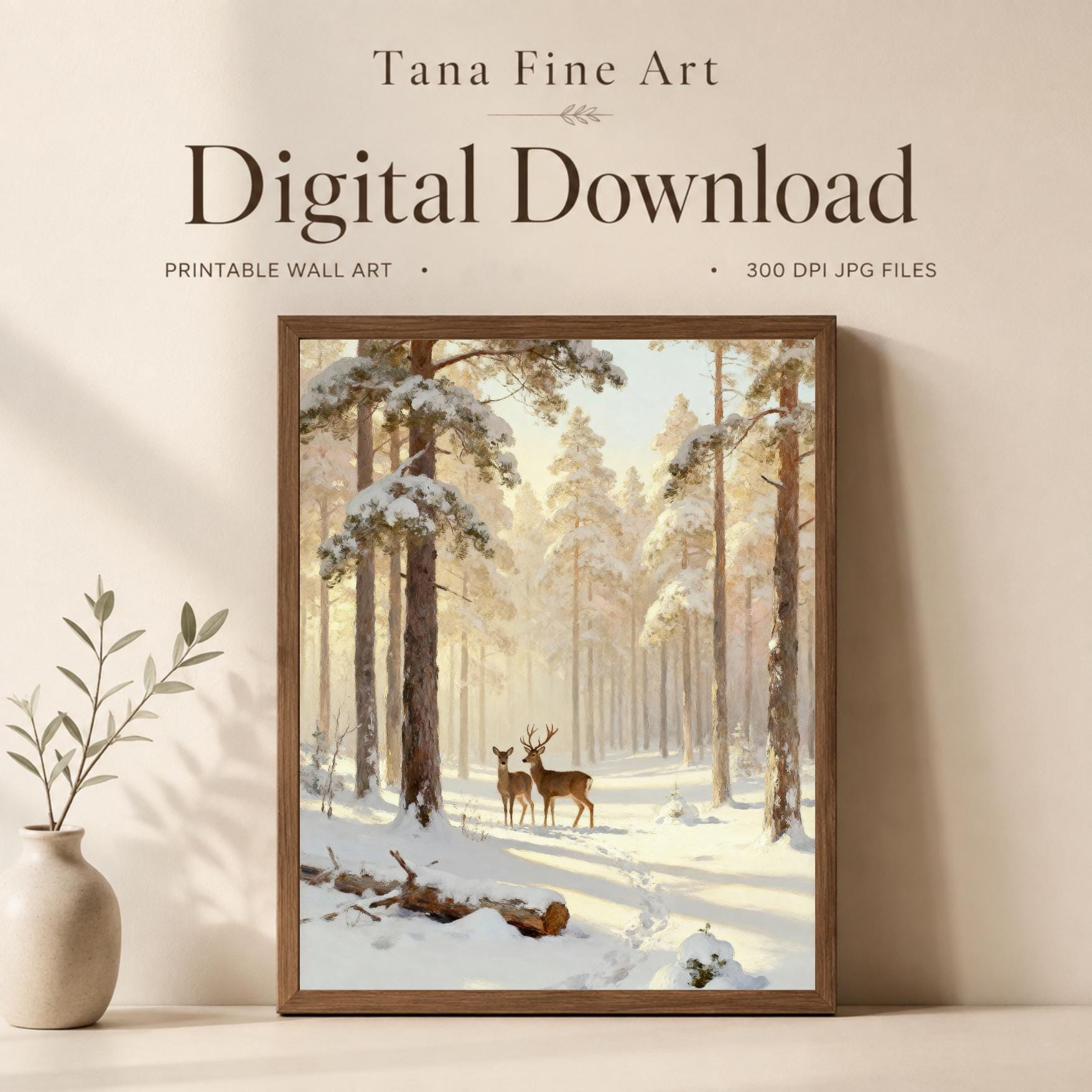 Winter Deer & Woodland Scenes — Set of 5 — image 2