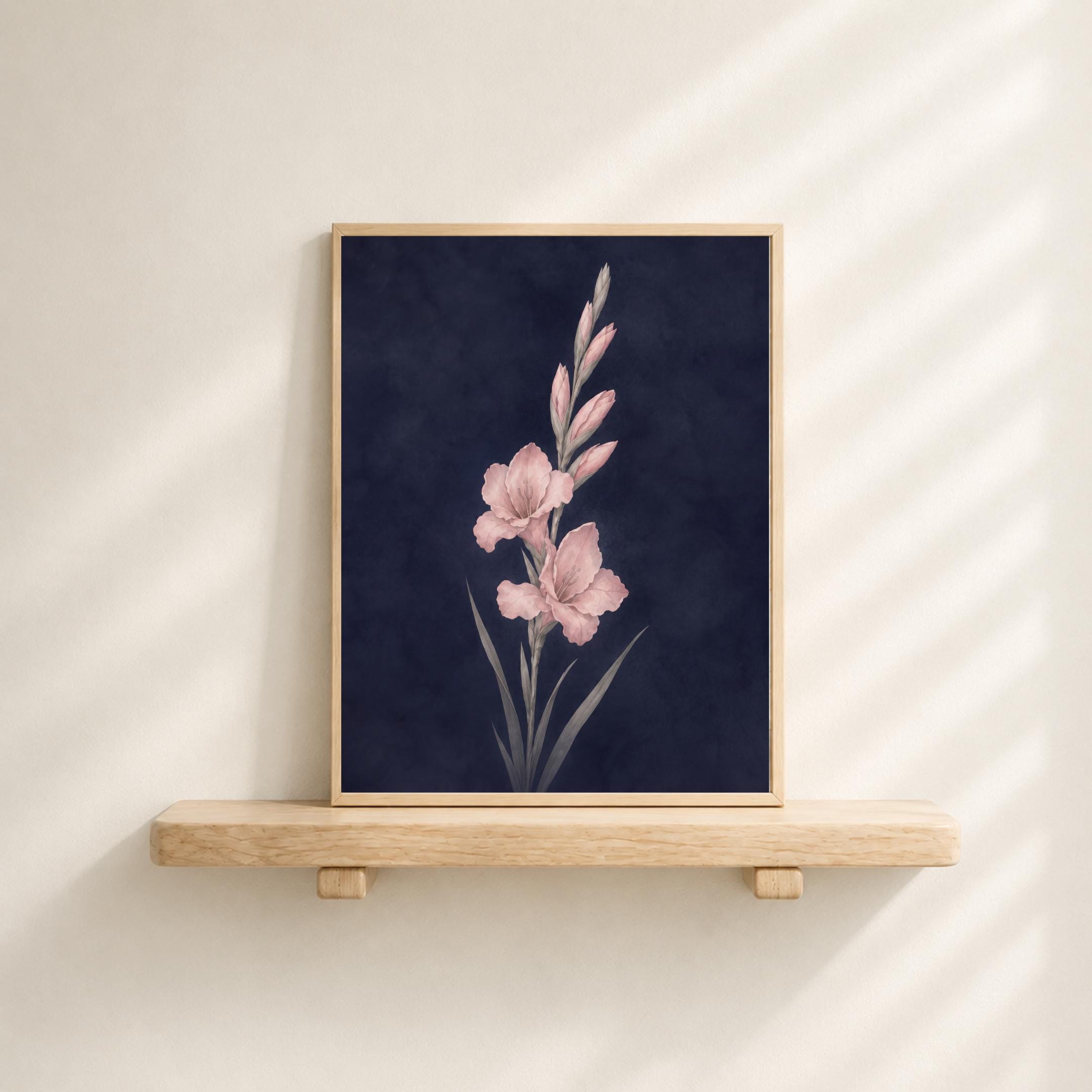 Moody August Birth Flower Print | Gladiolus Wall Art | Dark Botanical Digital Download — image 8