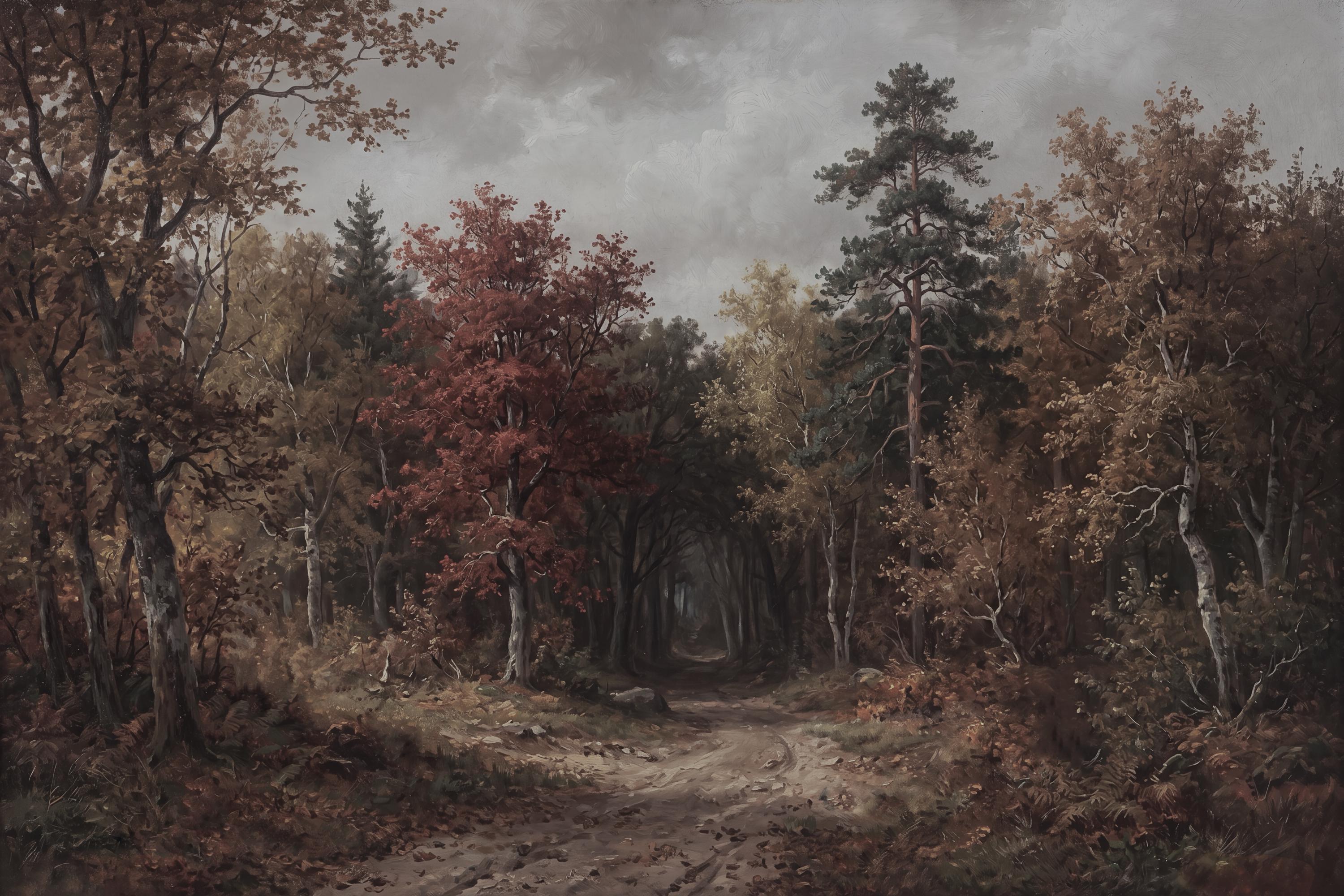 Moody Fall Forest Print Wall Art, Dark Enchanted Forest Path (Digital Download) — image 2