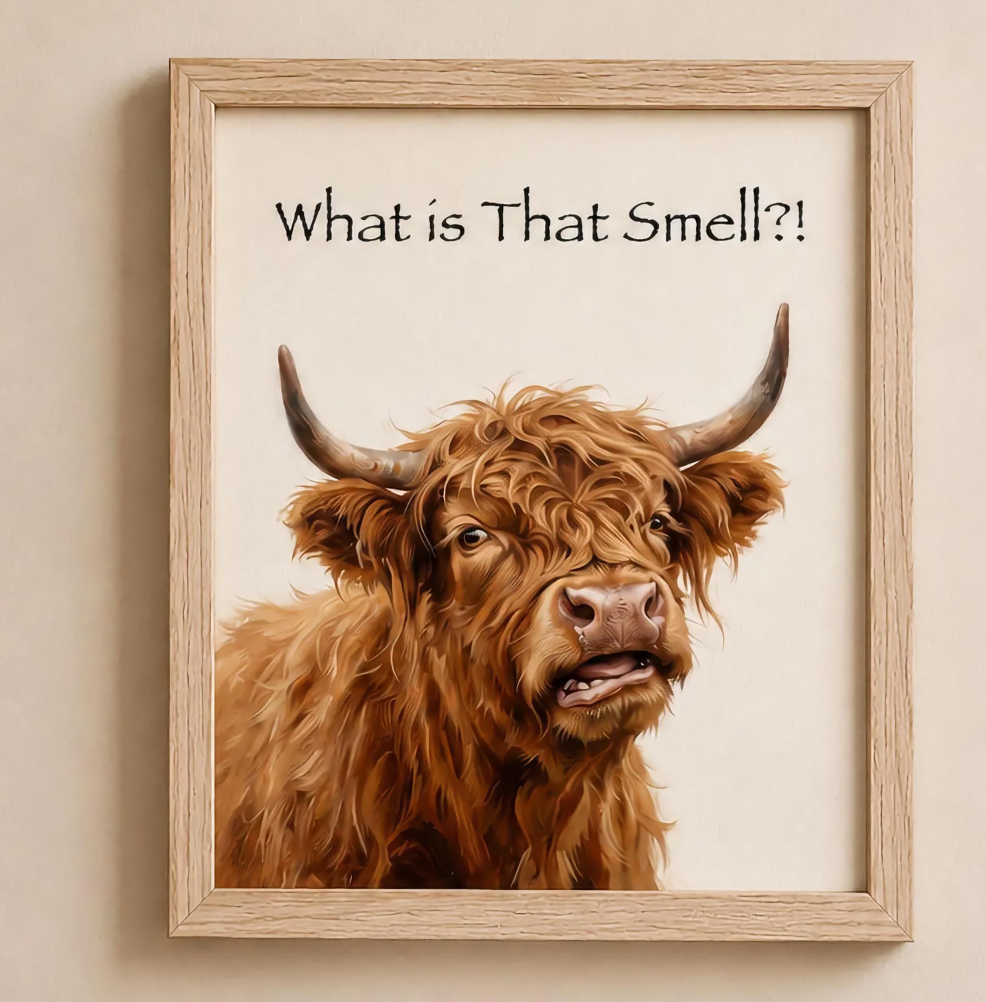 Funny Highland Cow Bathroom Prints  | Farmhouse Guest Bathroom Decor  (Digital Download) — image 2
