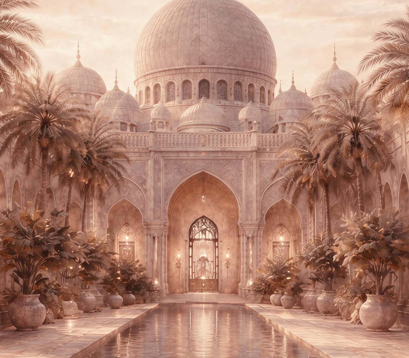Islamic Mosque Wall Art Printable | Neutral Mosque Courtyard Print | Ramadan Decor Digital Download — image 2