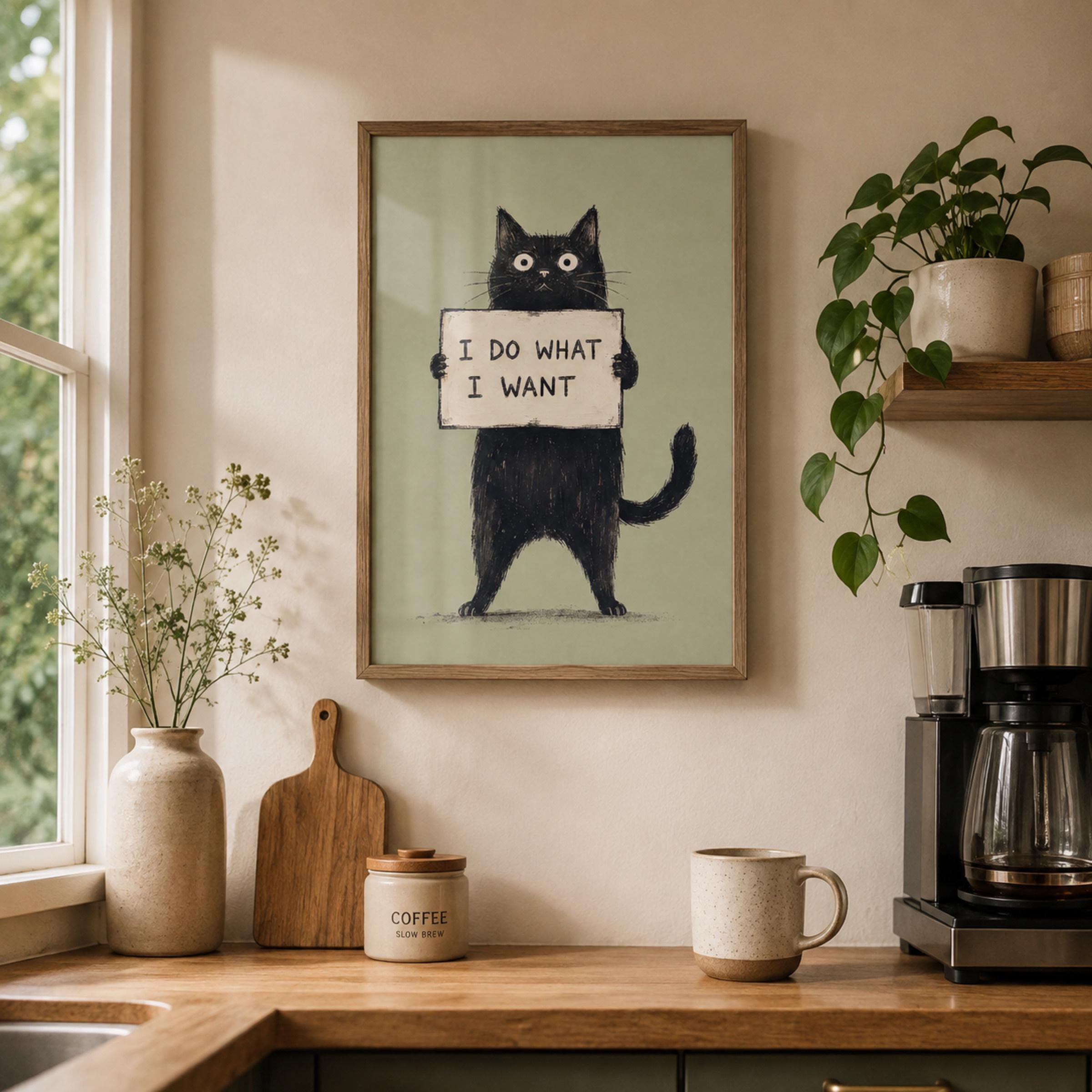 Funny Black Cat Quote Wall Art | Cat Lover Printable Digital Download — image 4