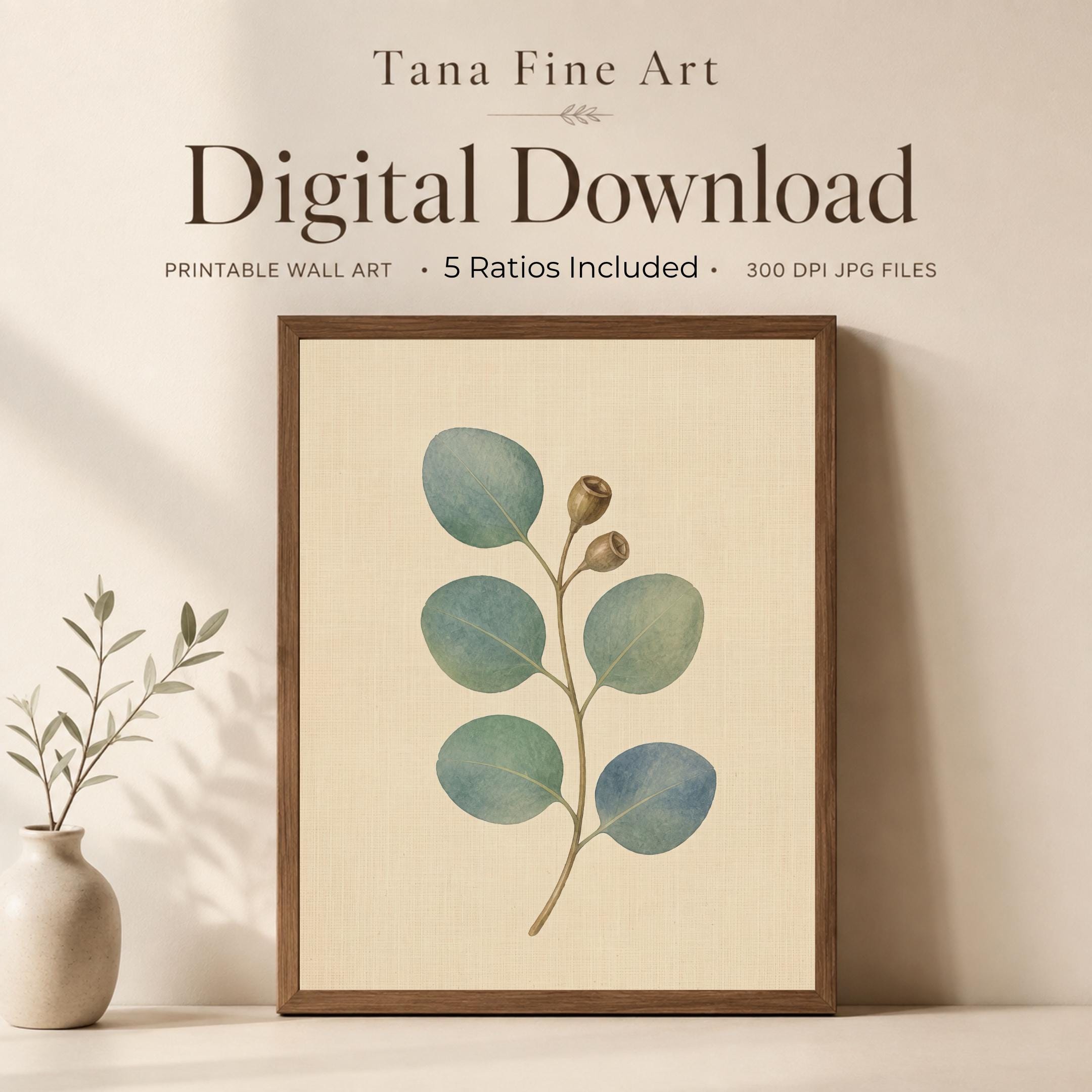 Eucalyptus Wall Art | Botanical Leaf Print | Vintage Greenery Digital Download — image 4