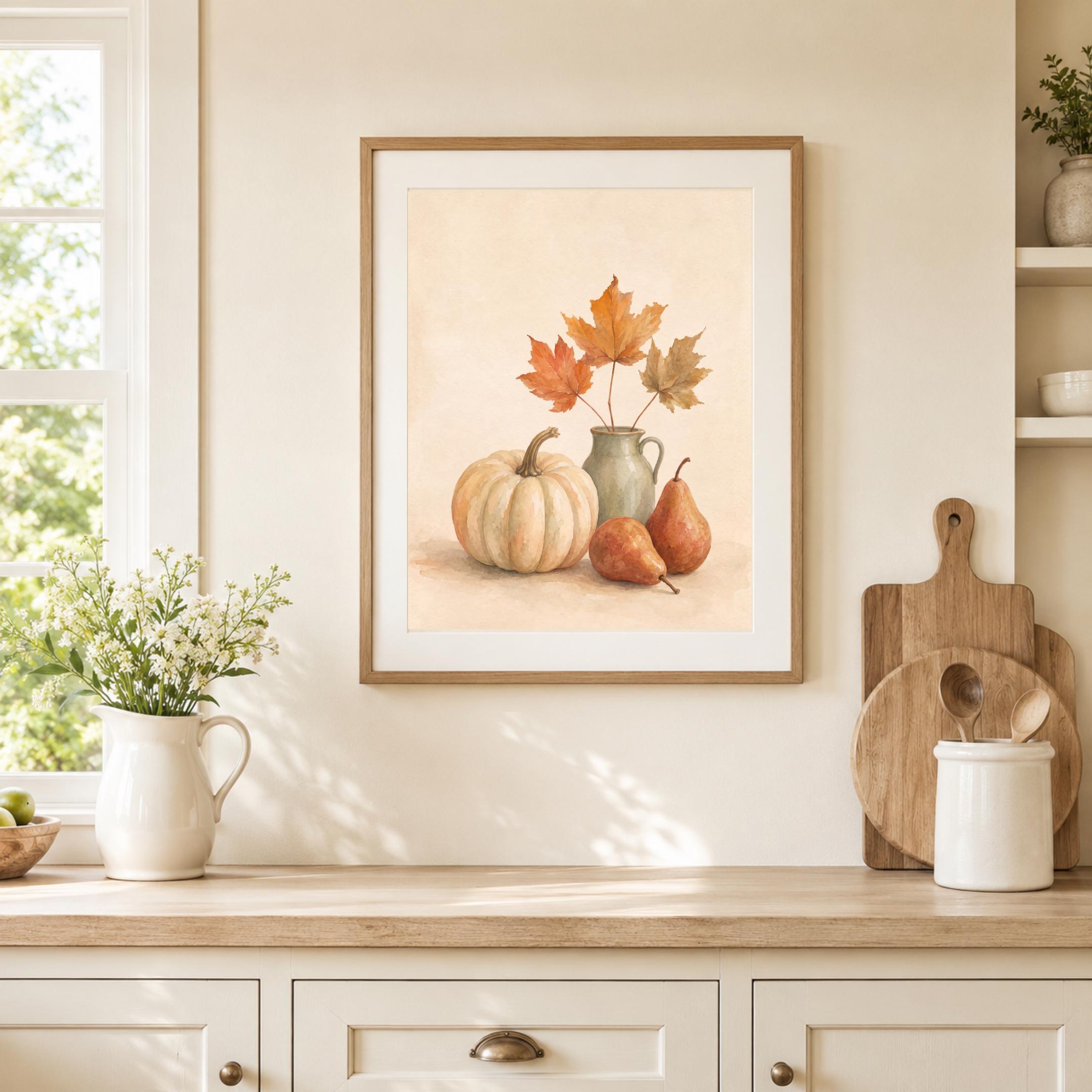 Fall Still Life Wall Art | Pumpkin Pear Harvest Print | Autumn Printable Digital Download — image 6
