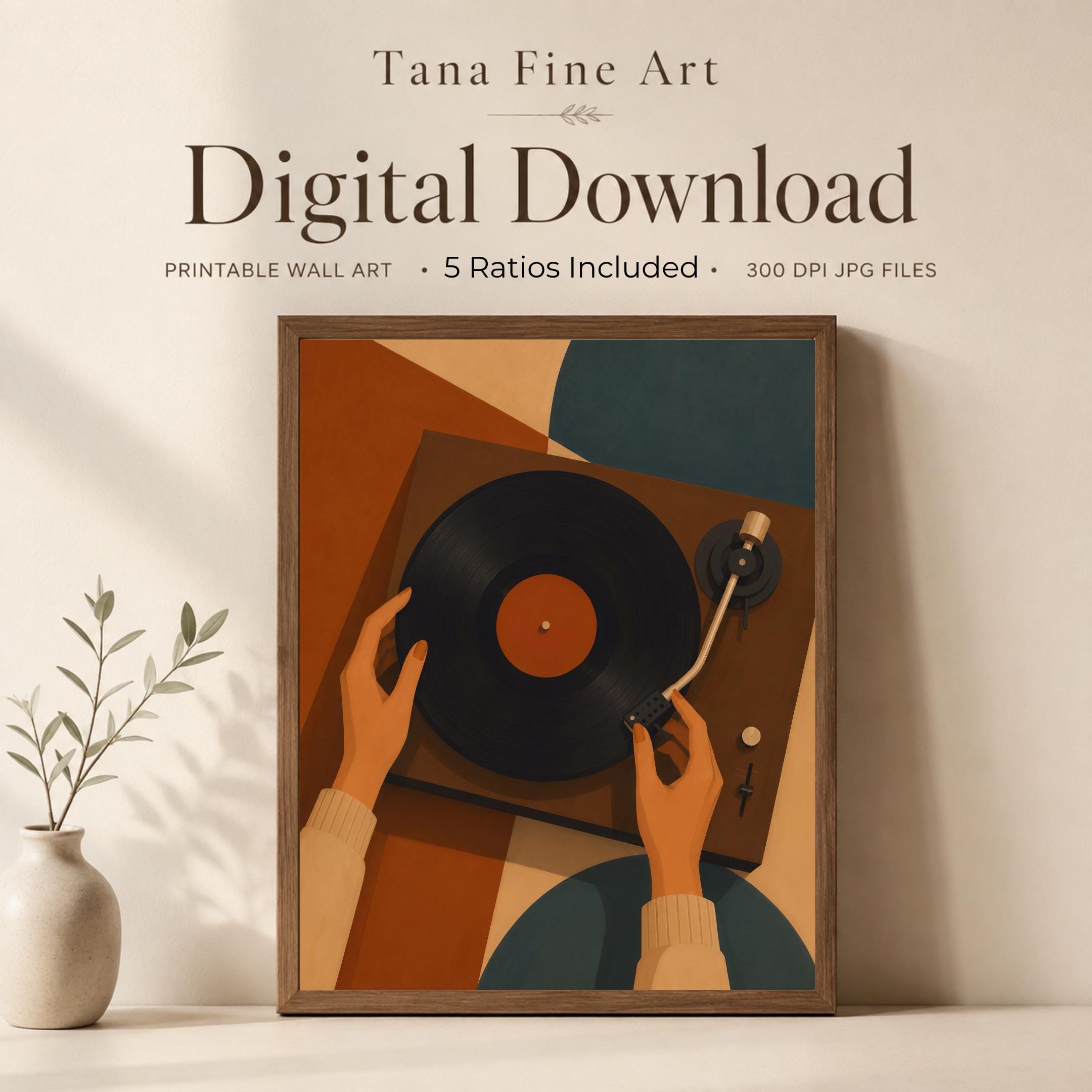 Music Wall Art Set of 3 Prints | Retro Piano Guitar Vinyl Record (Digital Download) — image 7