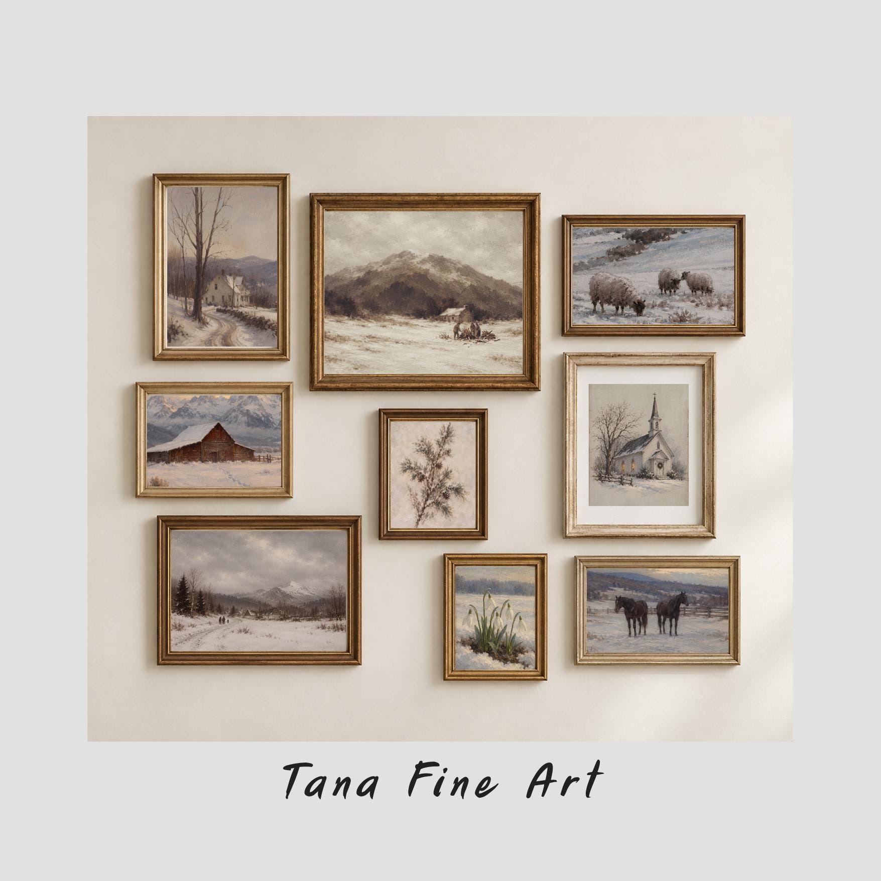 Quiet Winter Countryside — Set of 9
