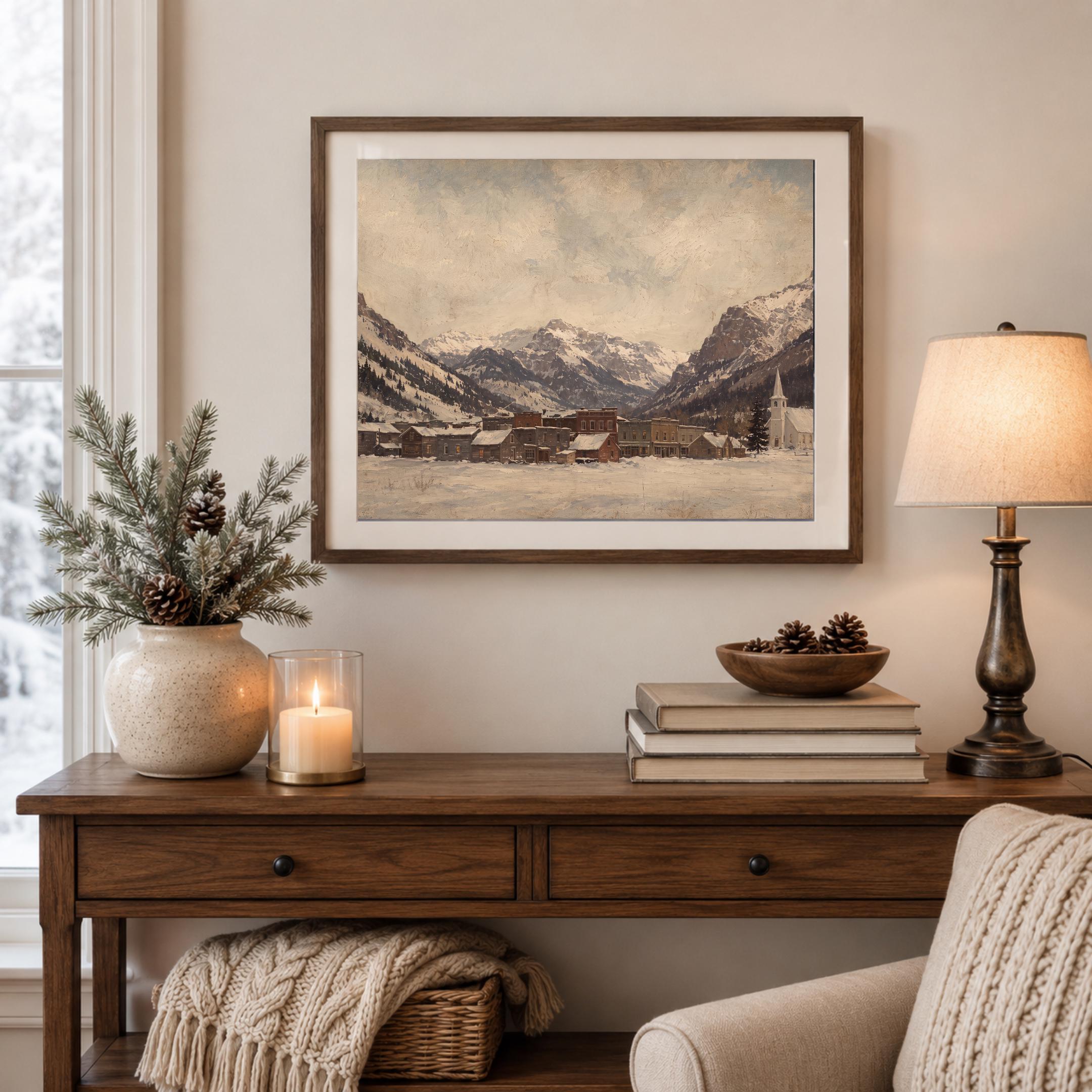 Snowy Mountain Town & White Church — image 4