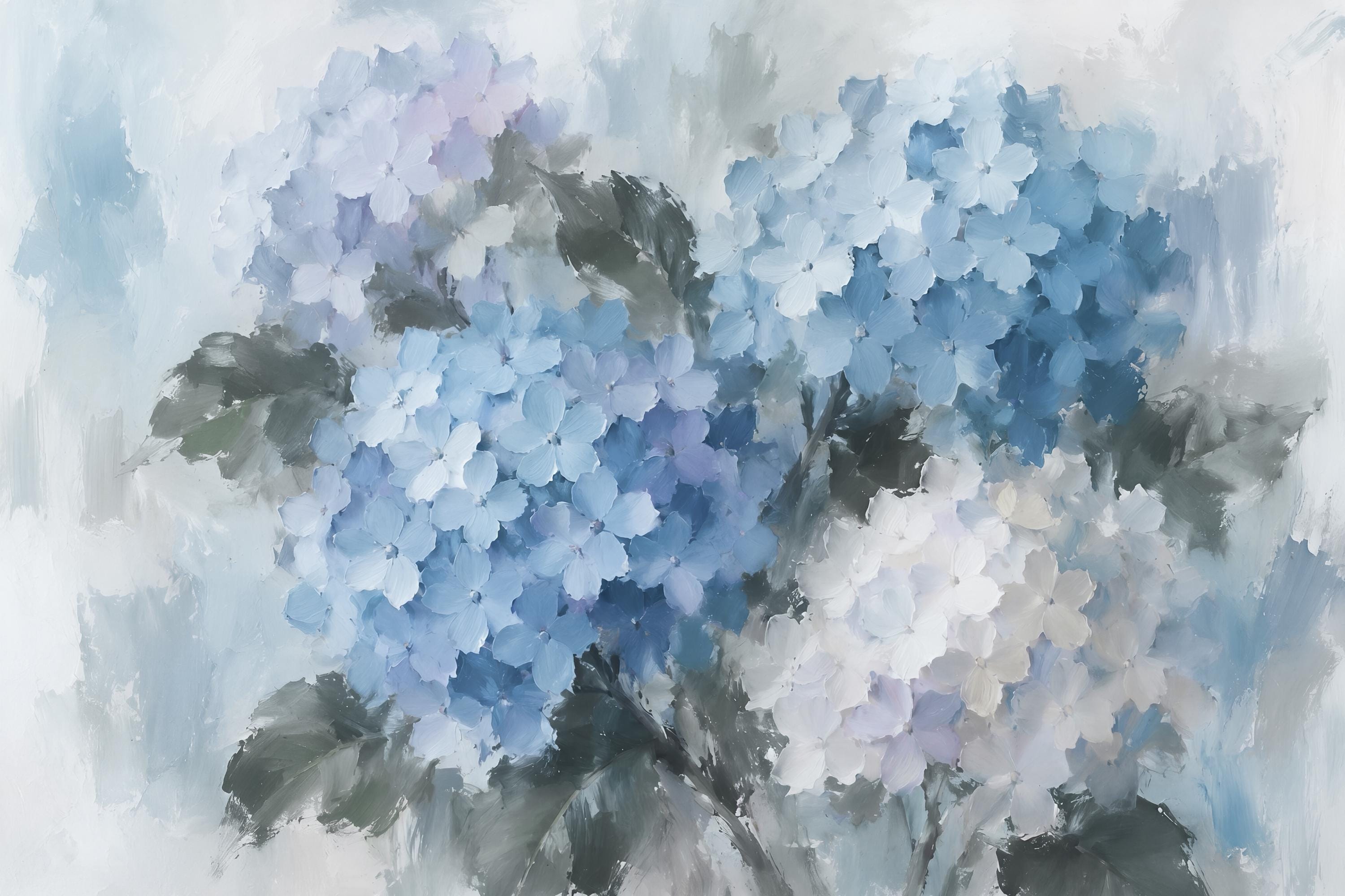 Blue Hydrangea Wall Art | Abstract Floral Print | Vintage Botanical Digital Download — image 2