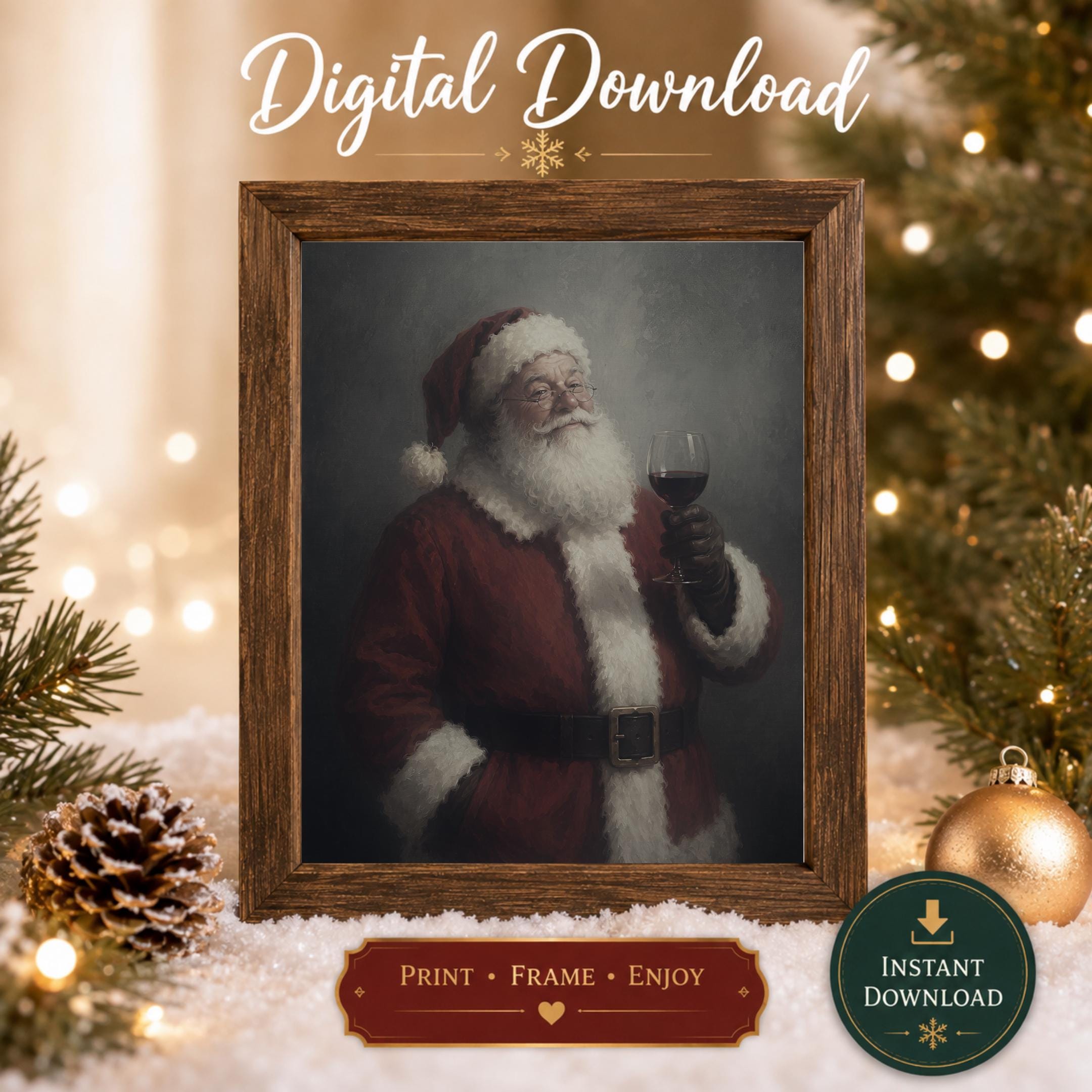 Santa with a Glass of Red Wine