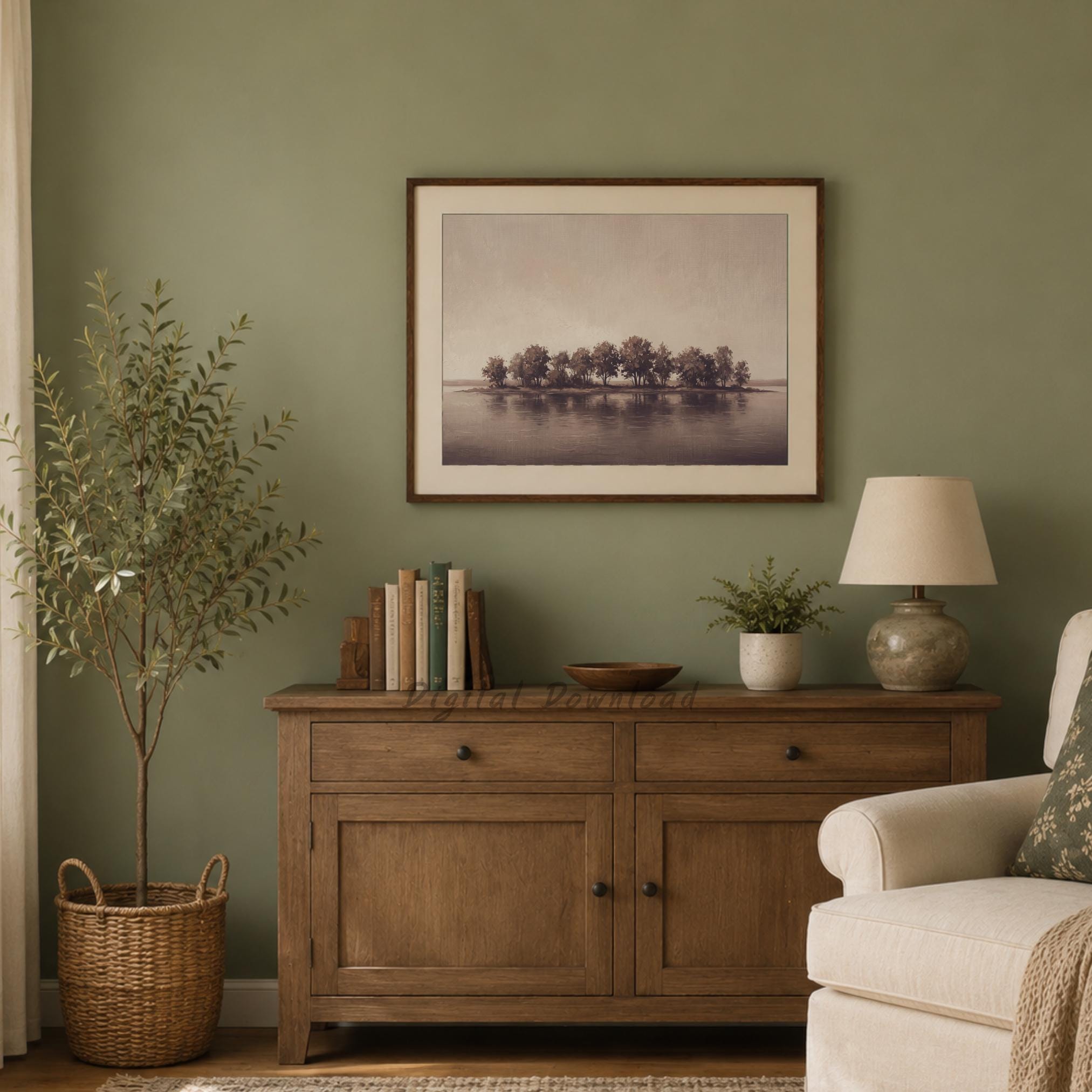 Minimalist Lake Tree Printable Wall Art, Neutral Landscape, Rustic Decor Digital Download — image 10