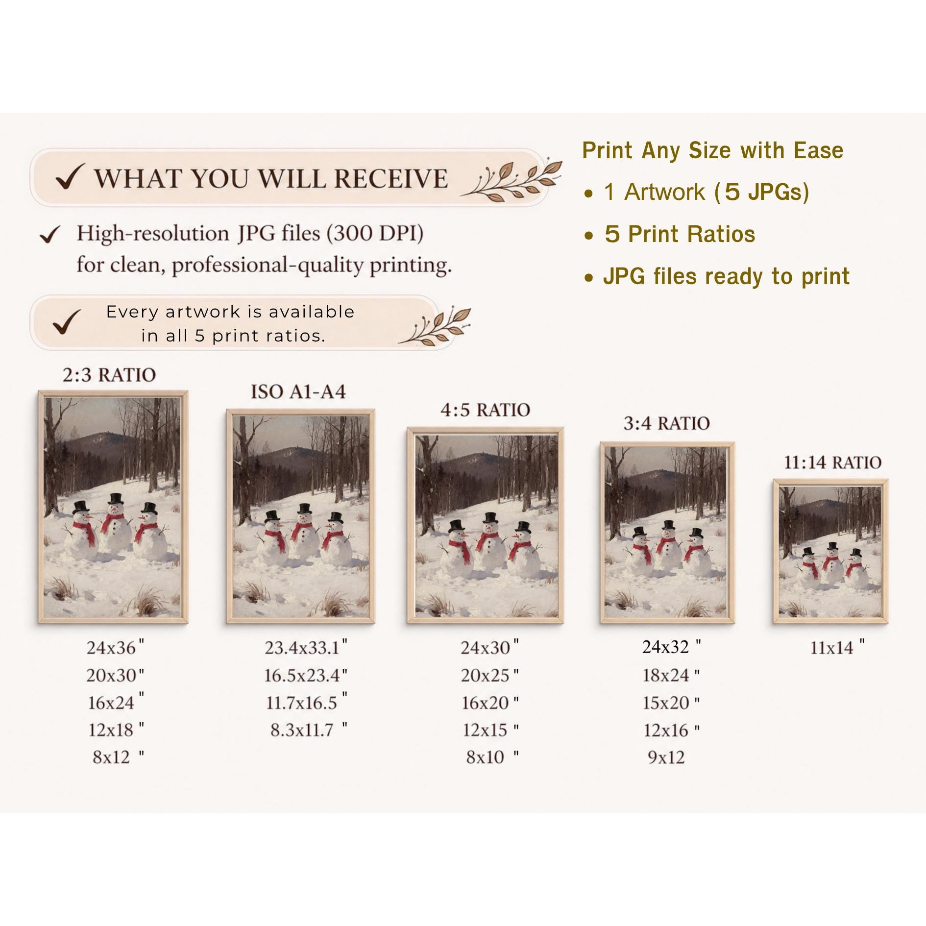 Winter Christmas Snowman Wall Art Printable | Rustic Cabin Decor (Digital Download) — image 10