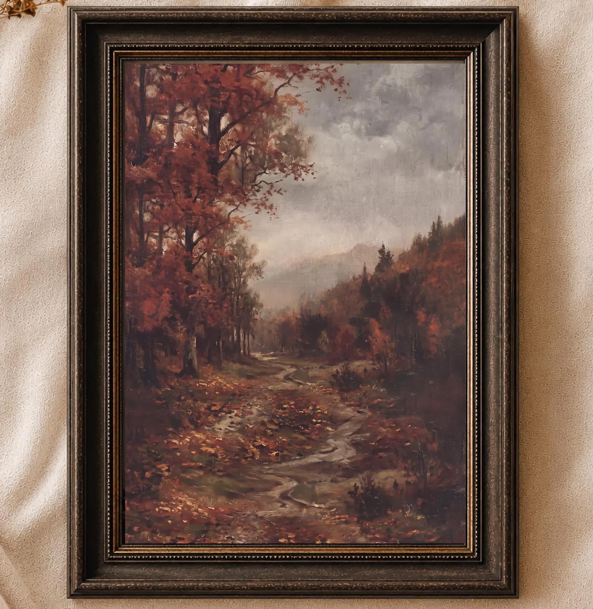 Autumn Forest Path Printable Wall Art, Moody Fall Landscape, Cottagecore Decor Digital Download — image 2