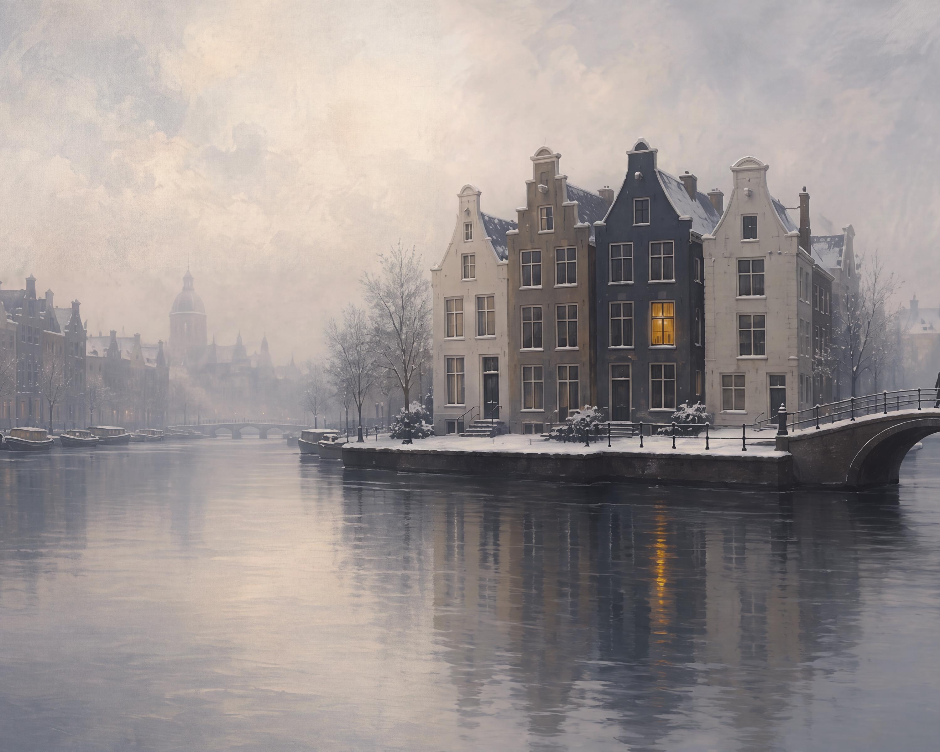 Snow along an Amsterdam-Inspired Canal — image 5