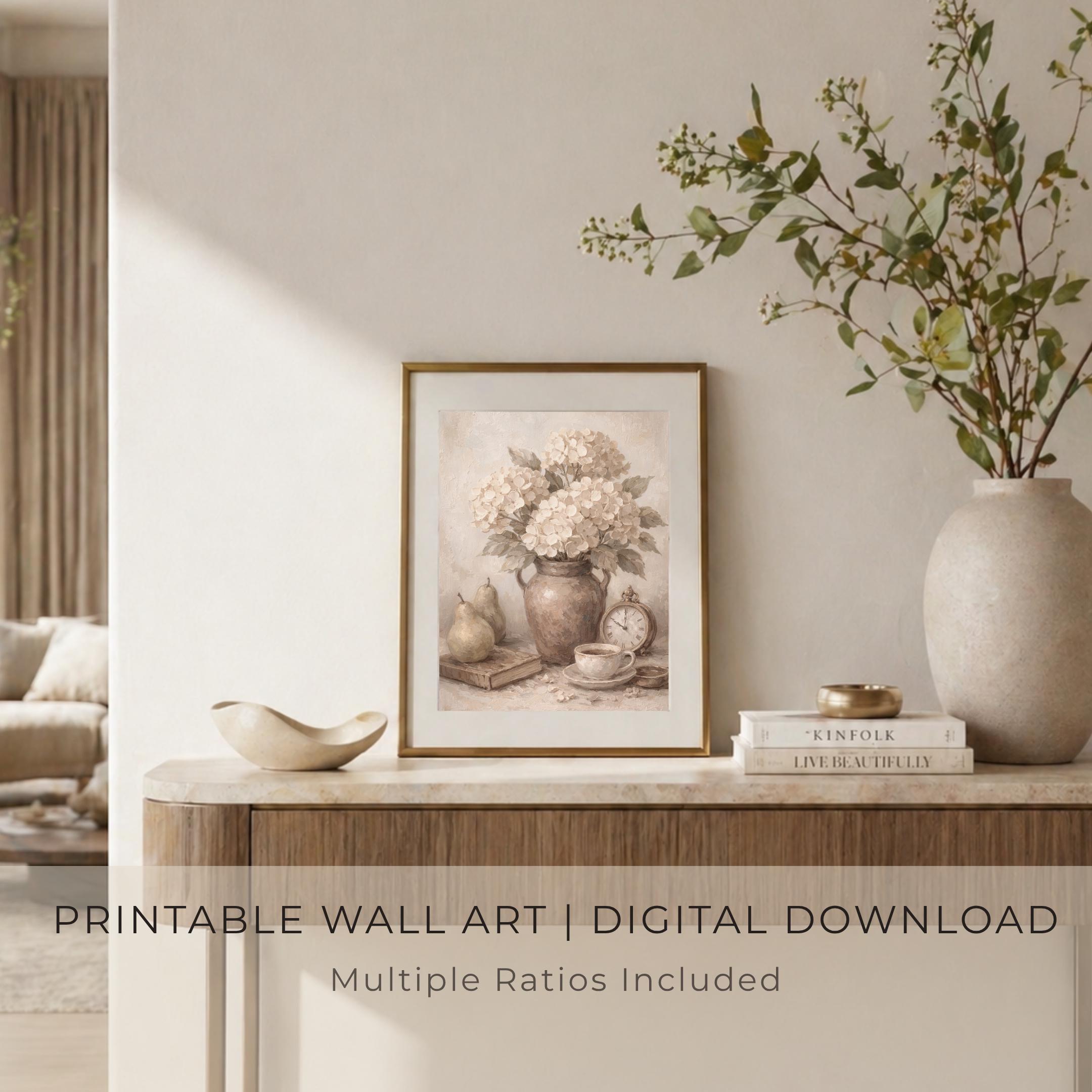 Vintage Hydrangea Printable Wall Art | Floral Still Life Prints | Cottagecore Decor (Digital Download) — image 8
