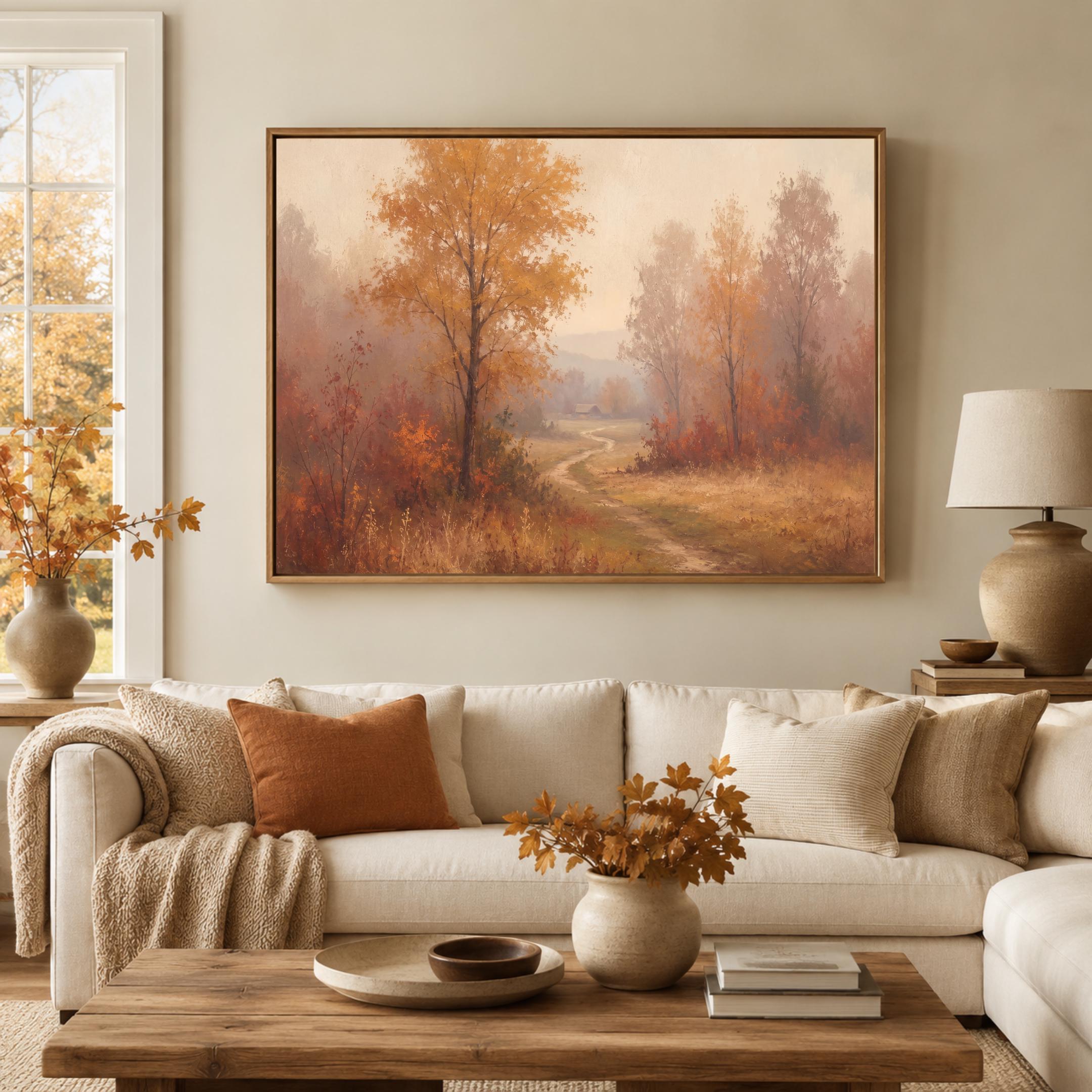 Fall Landscape Wall Art, Autumn Forest Path Print, Warm Rustic Fall Decor (Digital Download) — image 6