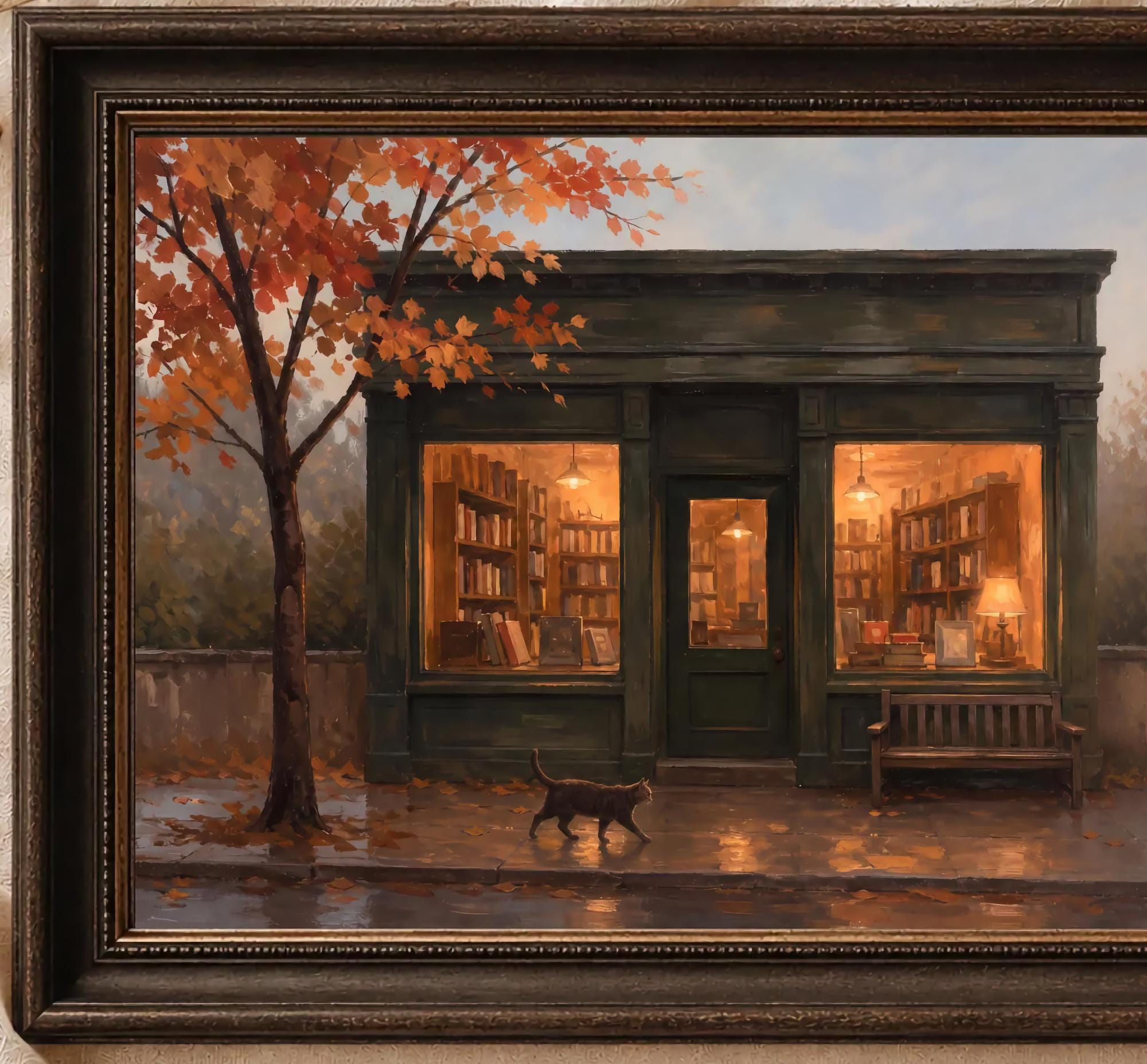 Fall Bookstore Wall Art | Cozy Autumn Bookshop Print | Printable Digital Download — image 2