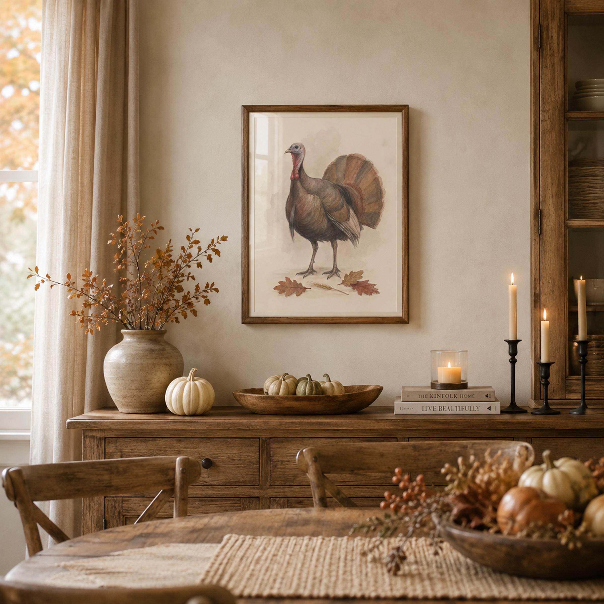 Vintage Turkey Wall Art | Thanksgiving Bird Print | Fall Printable Digital Download — image 3