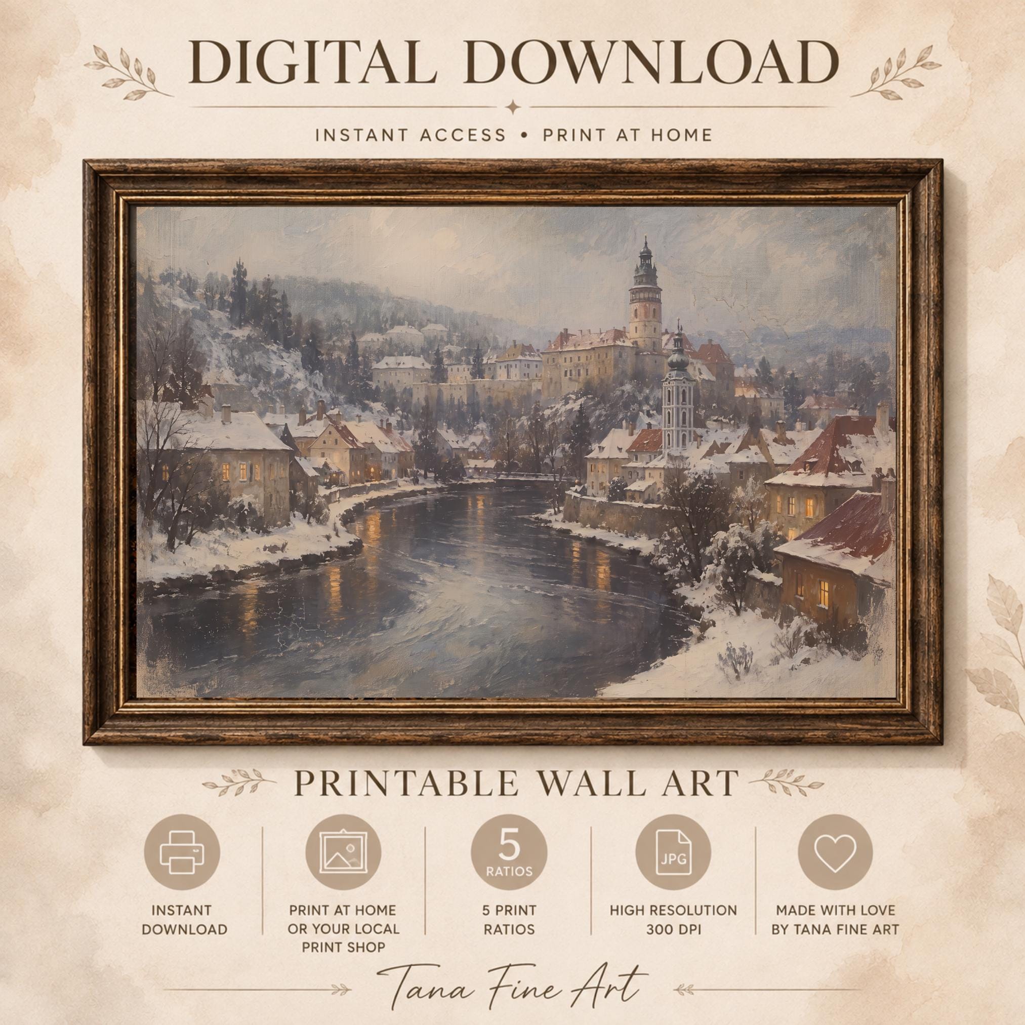 Winter River in a Czech-Inspired Town — image 7