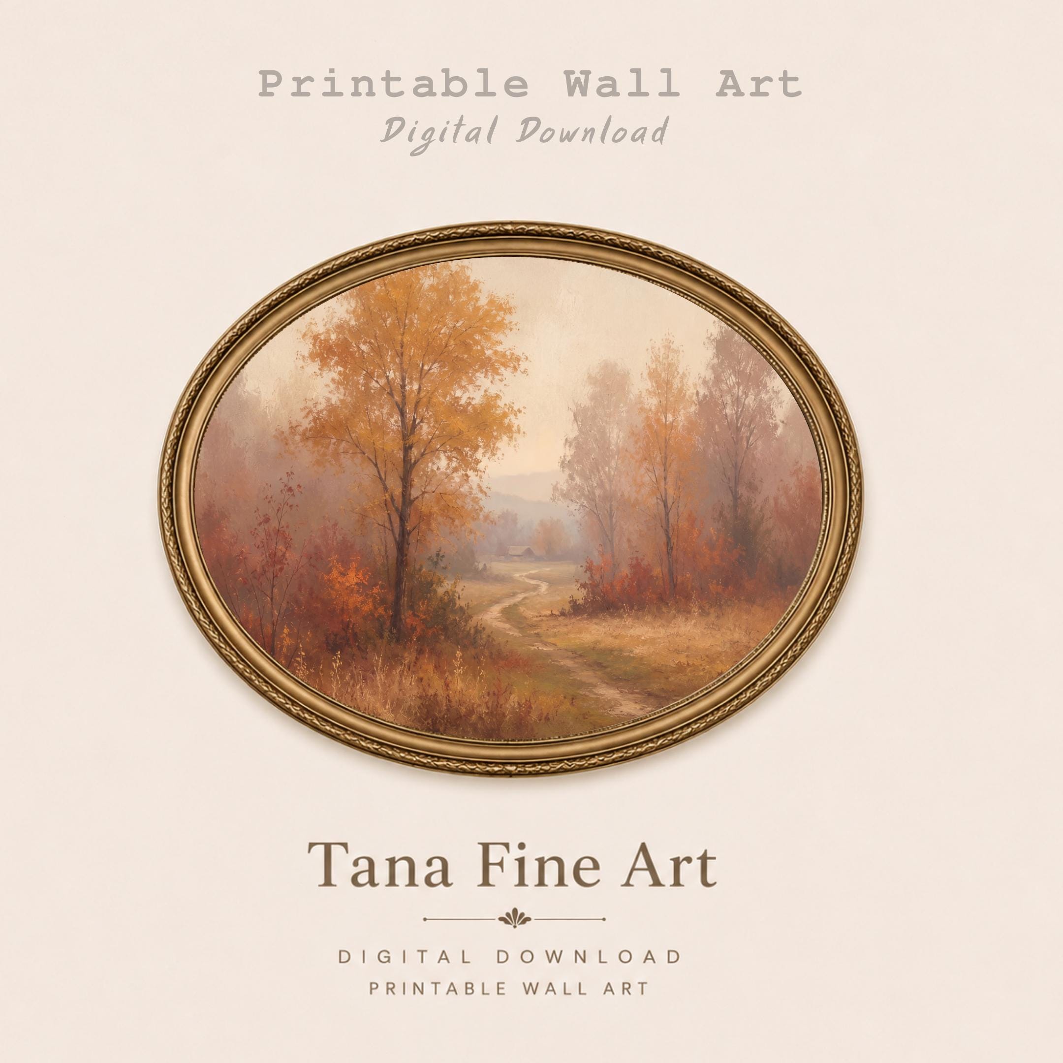 Fall Landscape Wall Art, Autumn Forest Path Print, Warm Rustic Fall Decor (Digital Download) — image 4