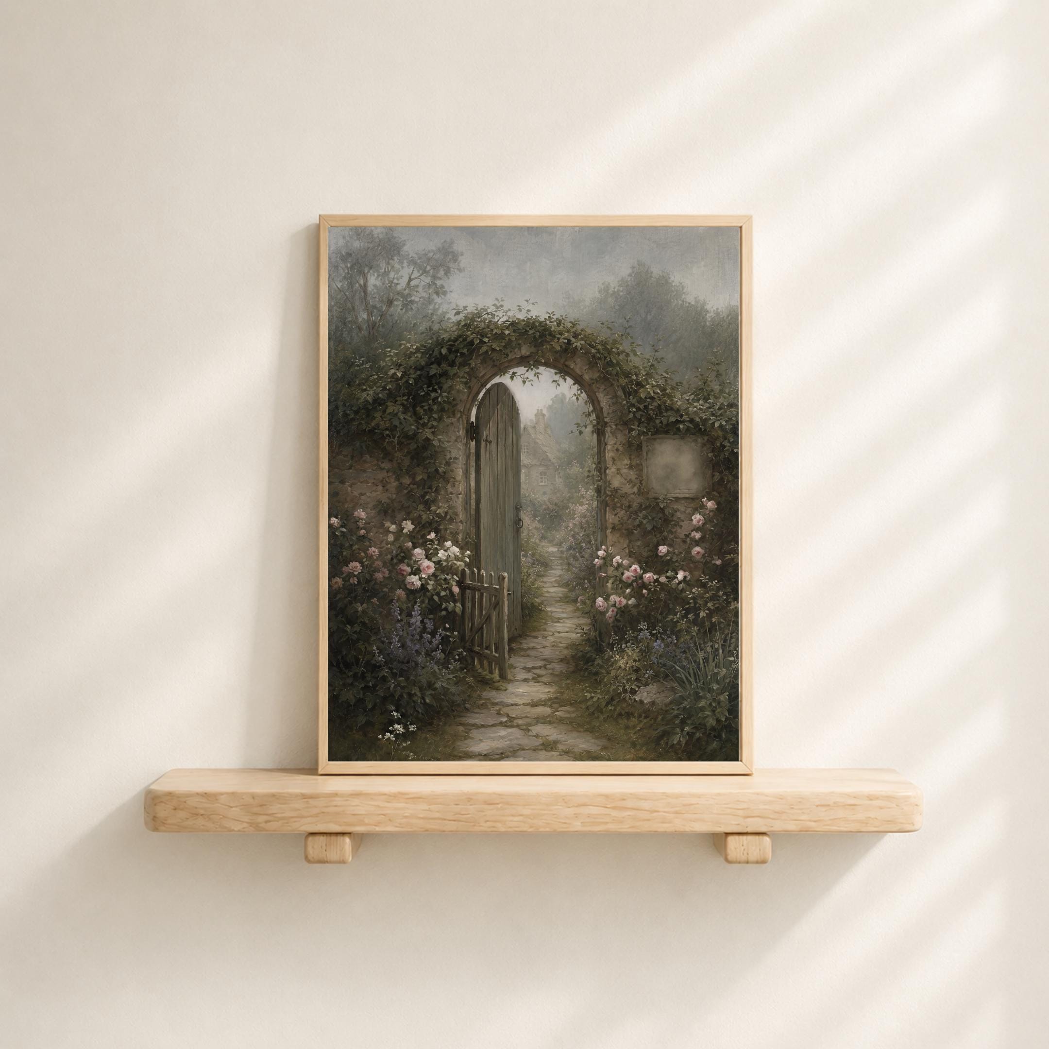 Vintage Secret Garden Wall Art, Hidden Cottage Gate Print, English Garden Decor (Digital Download) — image 7