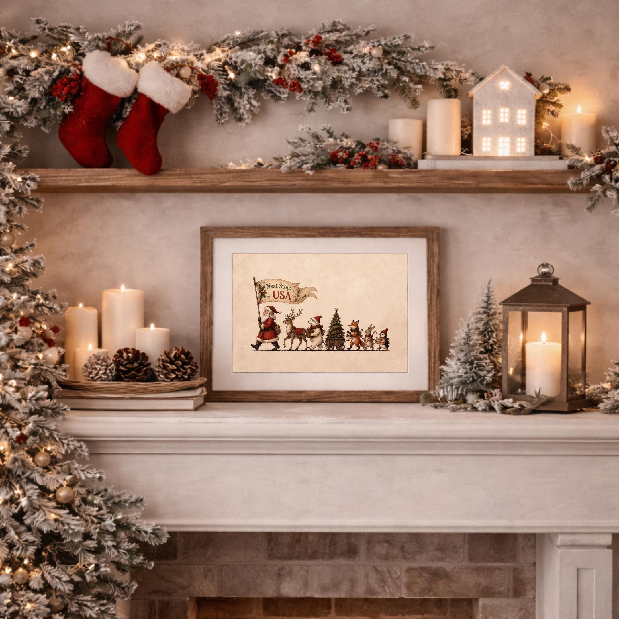 Christmas Parade Wall Art | Vintage Santa Reindeer Holiday Print | Printable Digital Download — image 6